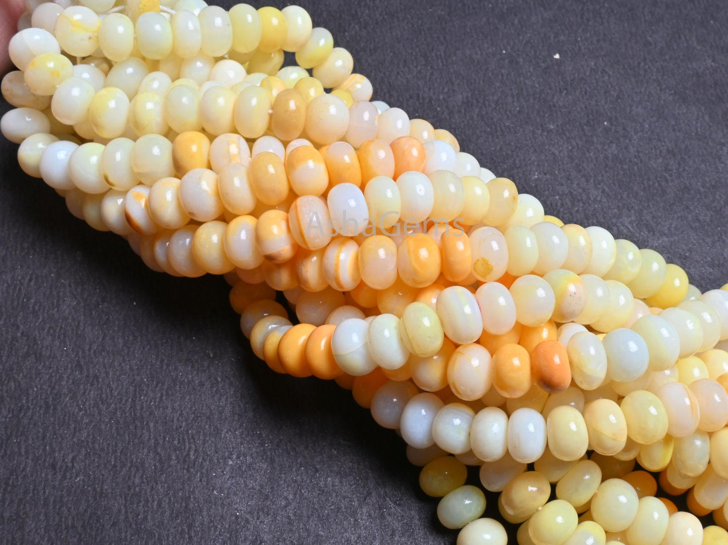 Beautiful Shaded Yellow Orange Opal Smooth Rondelle Gemstone beads,16"Strand AAA Opal Plain Handmade Bead Jewelry making Necklace Craft SALE