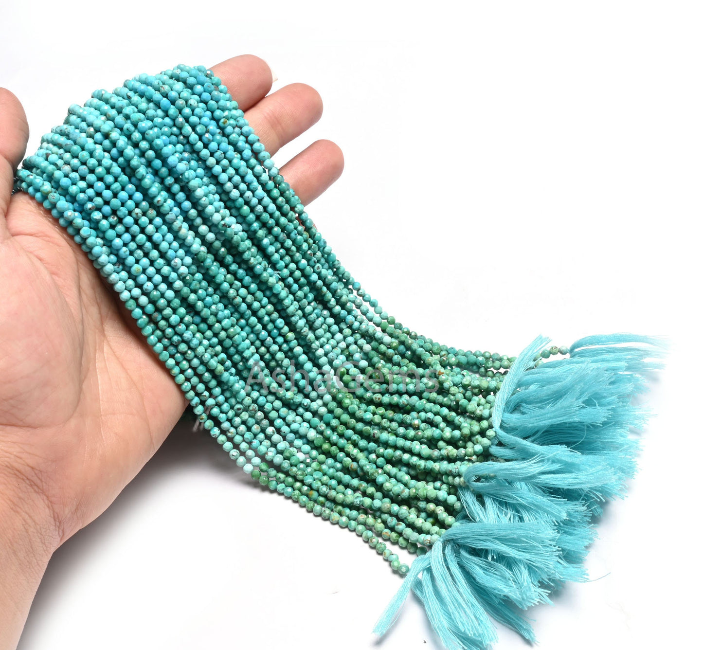 3 mm Tibetan Turquoise Faceted Gemstone Beads,13" Strand Natural Tibetan Turquoise Micro Cut Rondelle Beads, Fine Shaded Blue Turquoise Bead (AG 15039 c)