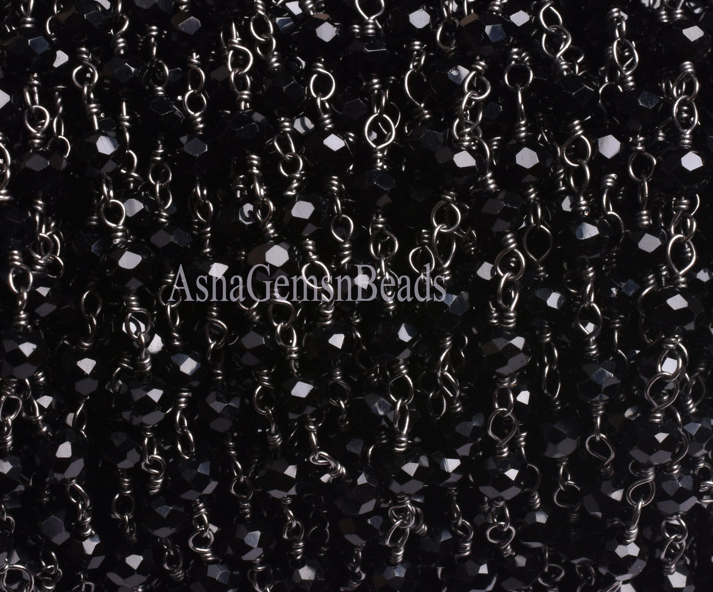 3,5,10,25,50 Feet, Gunmetal Black Spinel Hydro Faceted Rondelle Beaded Rosary Chain Jewelry Making Finding Wire Wrapped Chain,4mm,Chain Sale