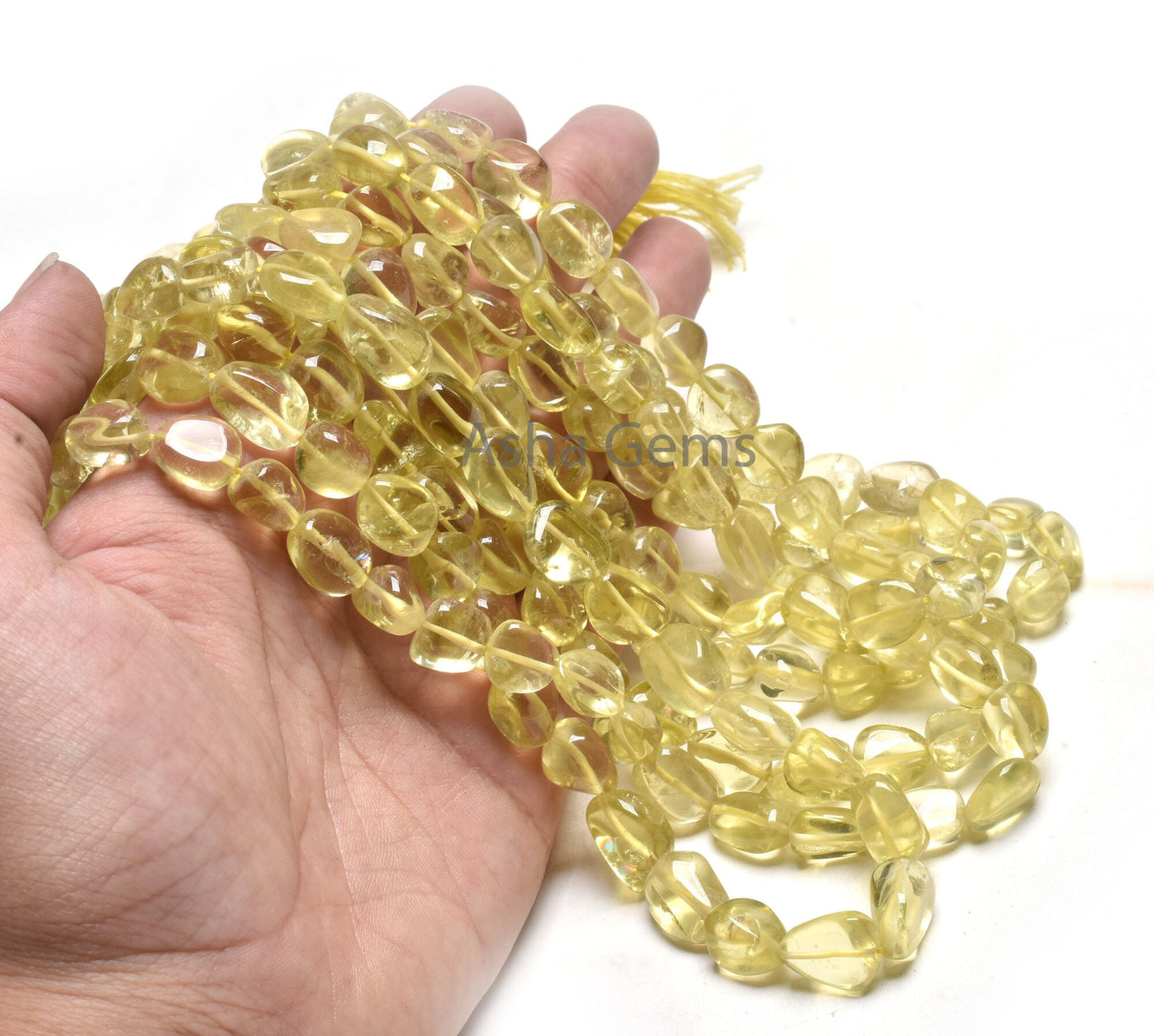 Natural Lemon Quartz smooth Nugget Gemstone Beads,16" Strand Fine Quality Lemon Plain Handmade Tumble Beads, Lemon Bead Jewelry Craft SALE