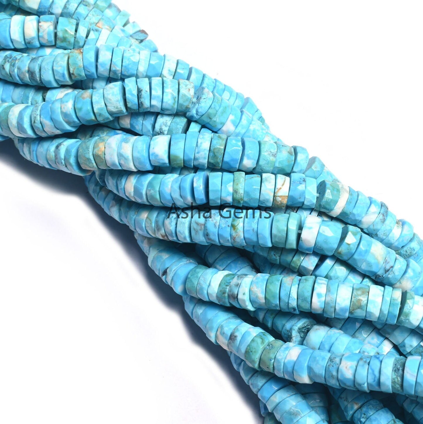 Beautiful Blue Turquoise Howlite Faceted Heishi Tyre Beads,6mm Turquoise Indian Cut Flat Wheel Shape Gemstone Bead Jewelry Making Craft SALE