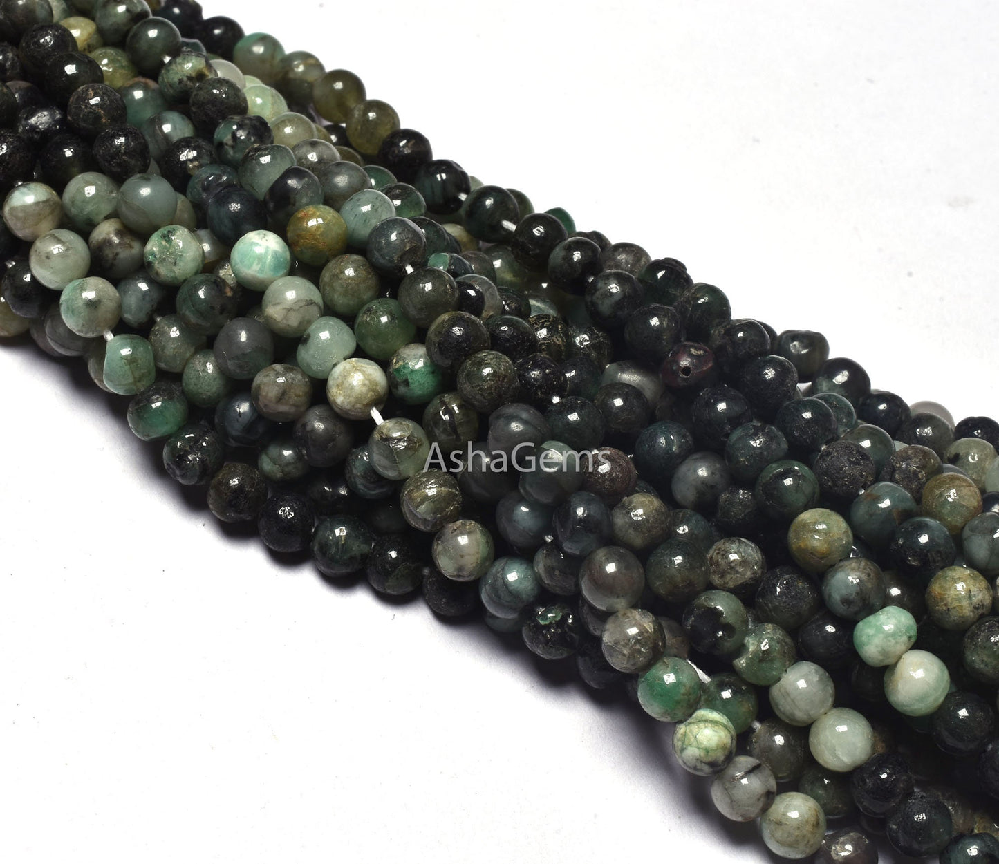 Natural Green Emerald Smooth Shadded Round Shape Beads,4-5mm Emerald Plain Round Loose Beads,13" Full Strand Emerald Smooth Beads,Craft SALE