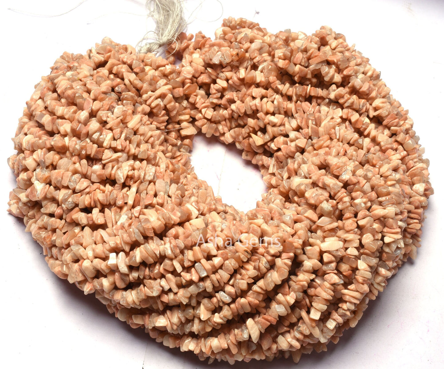 Peach Moonstone Uncut Chip Beads,17/34" Strand Natural Moonstone Raw Rough Gemstone Beads, Pink Moonstone Smooth Uncut Bead Necklace Jewelry
