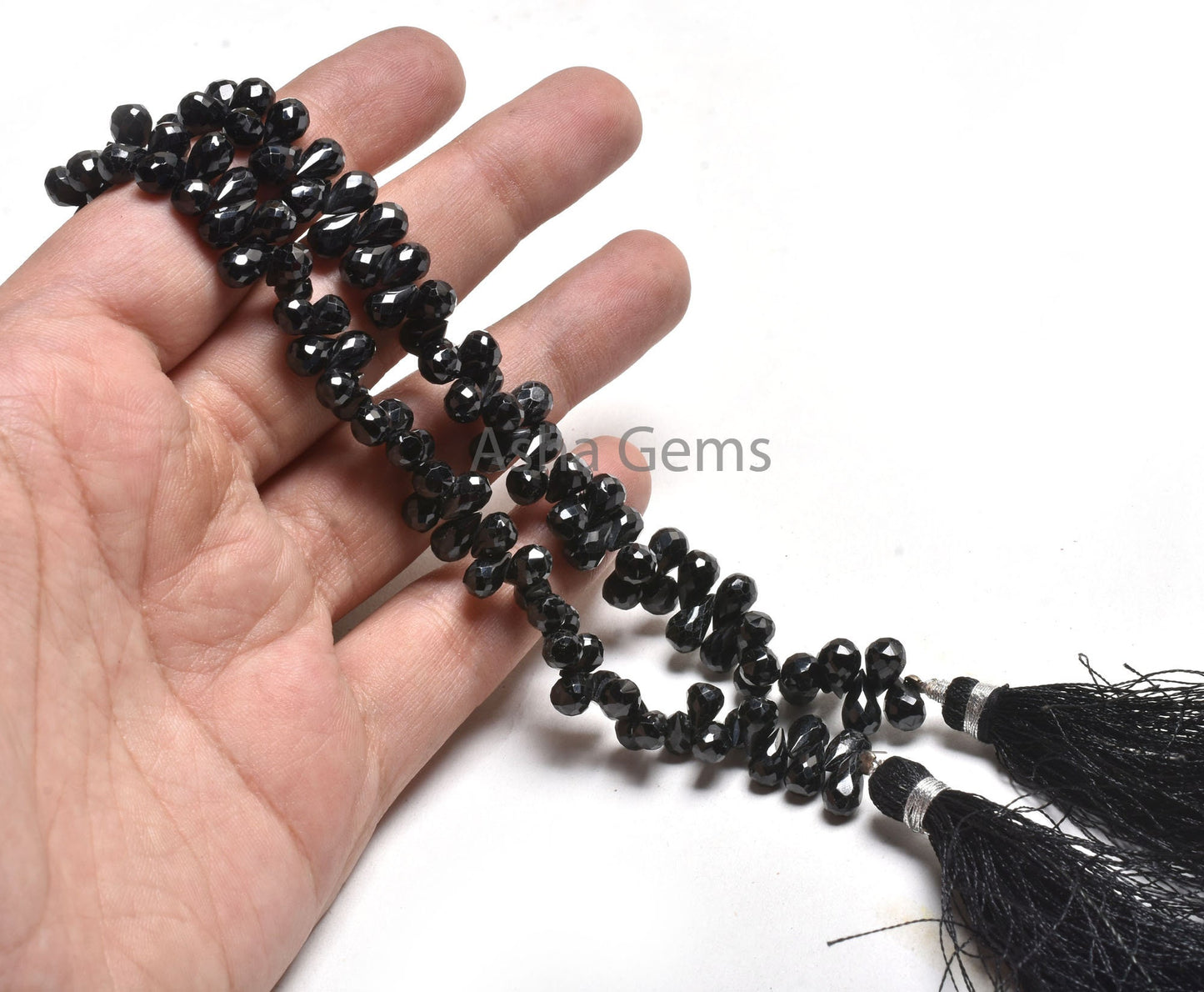Natural Black Spinal Drops Shape Beads, Black Spinal Faceted Teardrops Beads,8 " AAA Black Spinal Drops Briolette Side Drill Beads Jewelry
