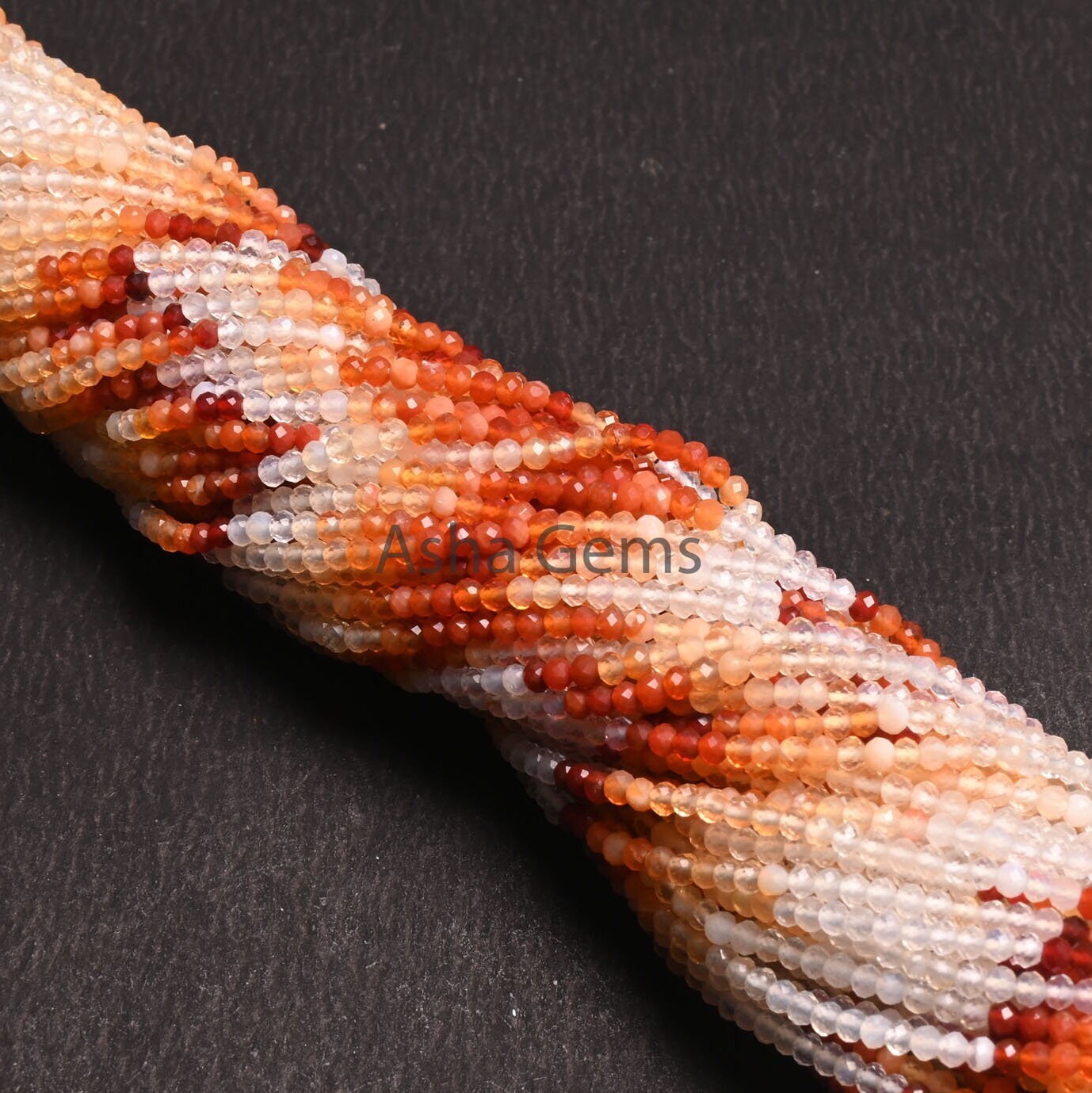 AAA Quality Mexican Fire Opal Micro Cut Faceted Rondelle Beads,2.5 mm Orange Red Shaded Fire Opal machine Cut Beads jewelry Necklace Crafts