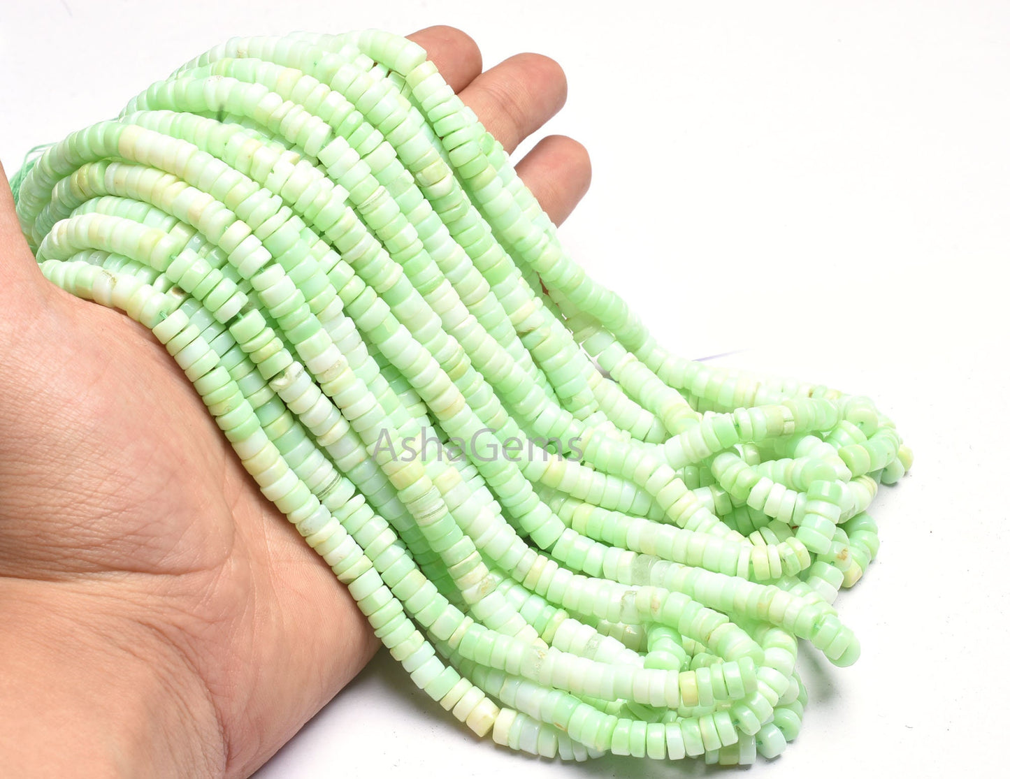 AAA Green Opal Smooth Tyre Shape Beads, Shaded Parrot Green Opal Plain Handmade Heishi Tyre Gemstone Beads, Opal Beads For Necklace Jewelry