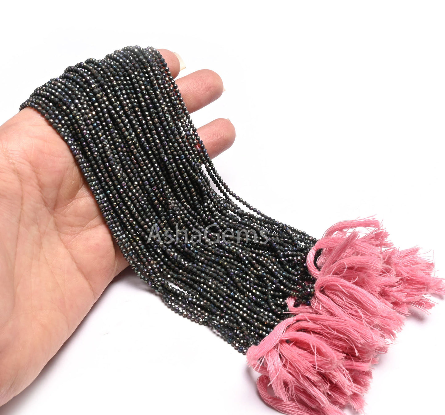 2 mm Beautiful Pink Mystic Coated Spinel Micro Cut Faceted Rondelle Gemstone Beads, Natural Black Spinal Coated Micro Cut Tiny Beads Jewelry