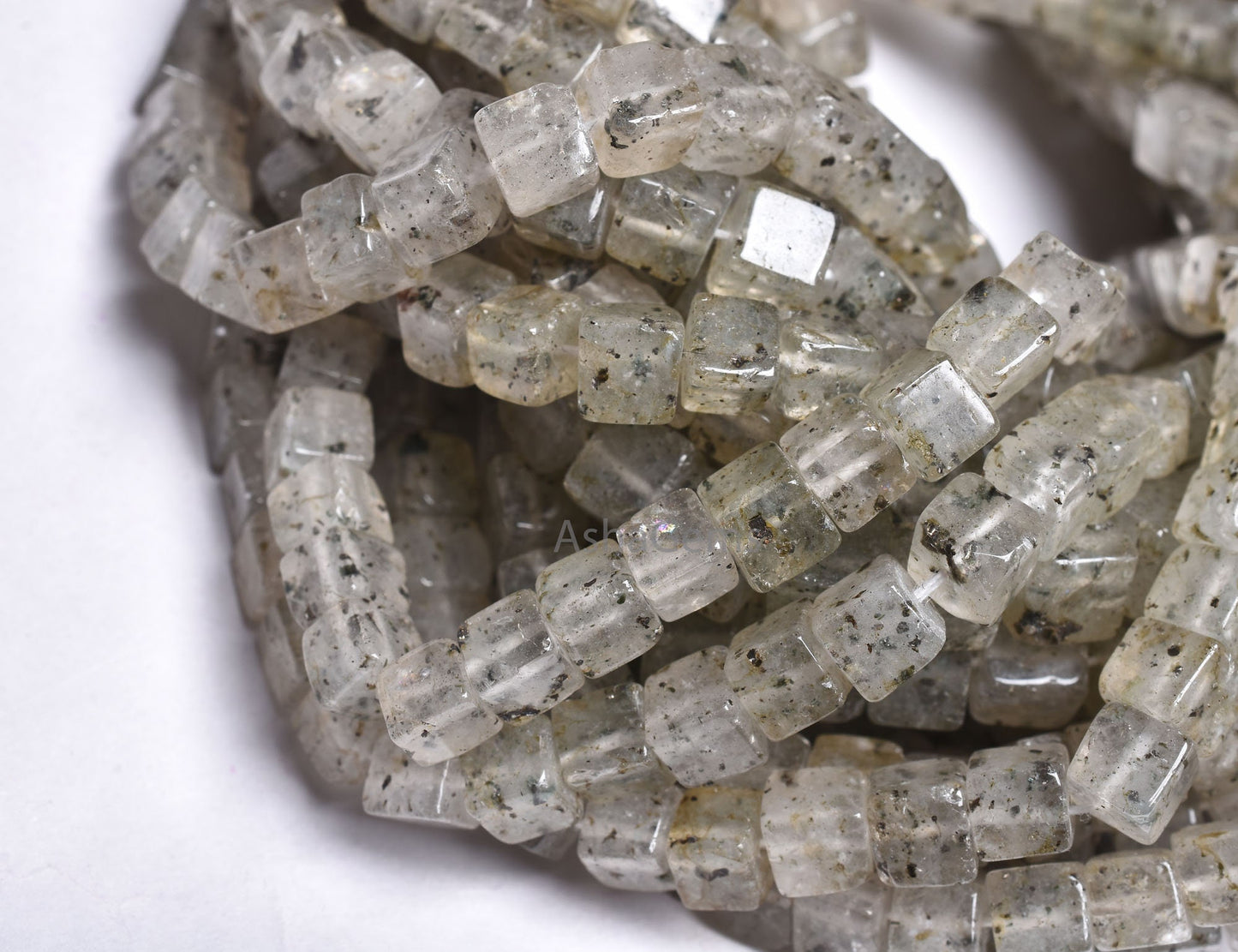 Beautiful Black Dot Quartz Smooth 3D Cube Box Beads,8,16" Strand Natural Dot Quartz Plain Handmade Cube Beads For Jewelry Makings Craft SALE