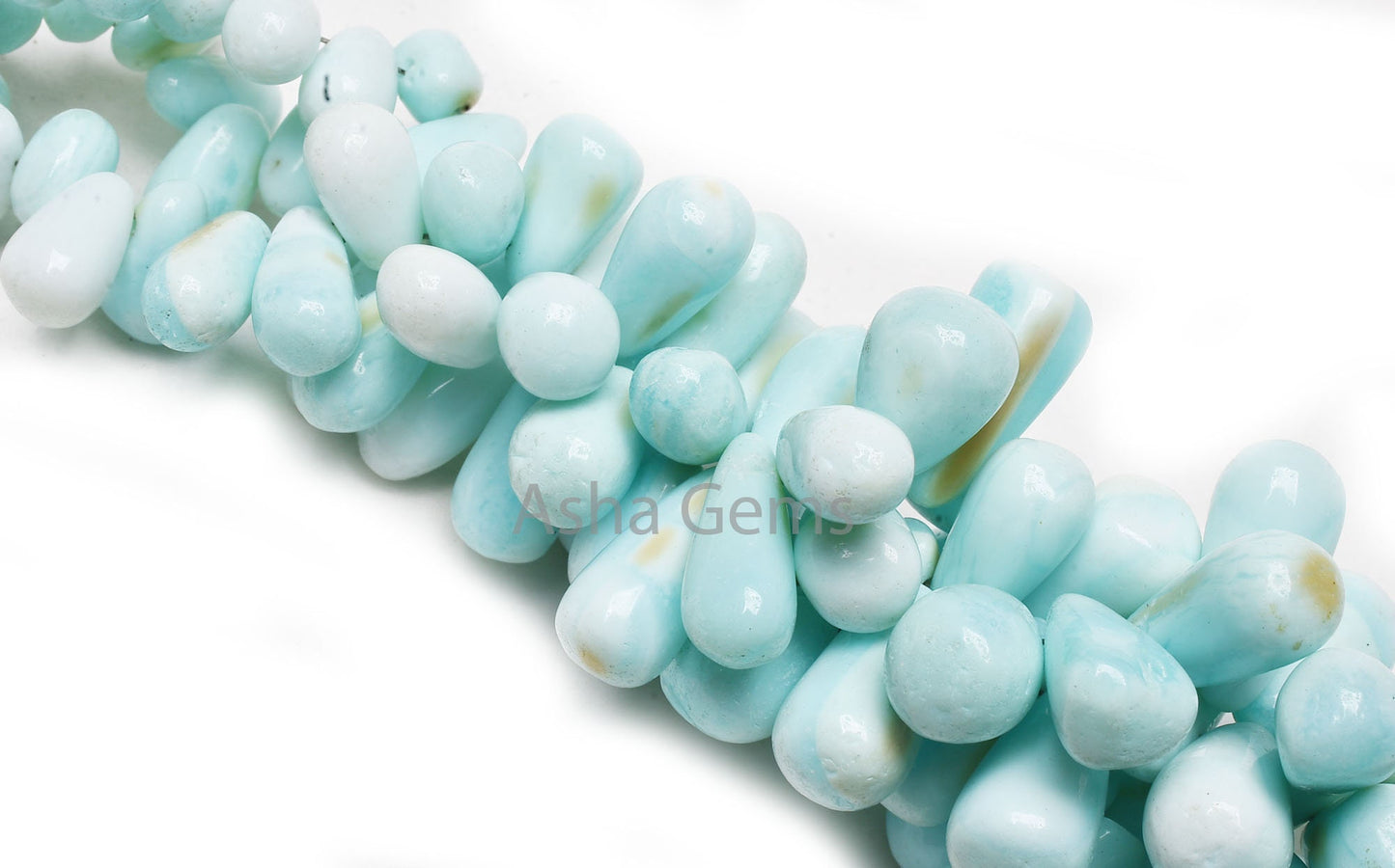 Fine Quality Peru Opal Smooth Drop Handmade Beads, Sky Blue Opal Uneven Teardrop Gemstone Side Drill Beads, Blue Opal Beads Handicraft SALE