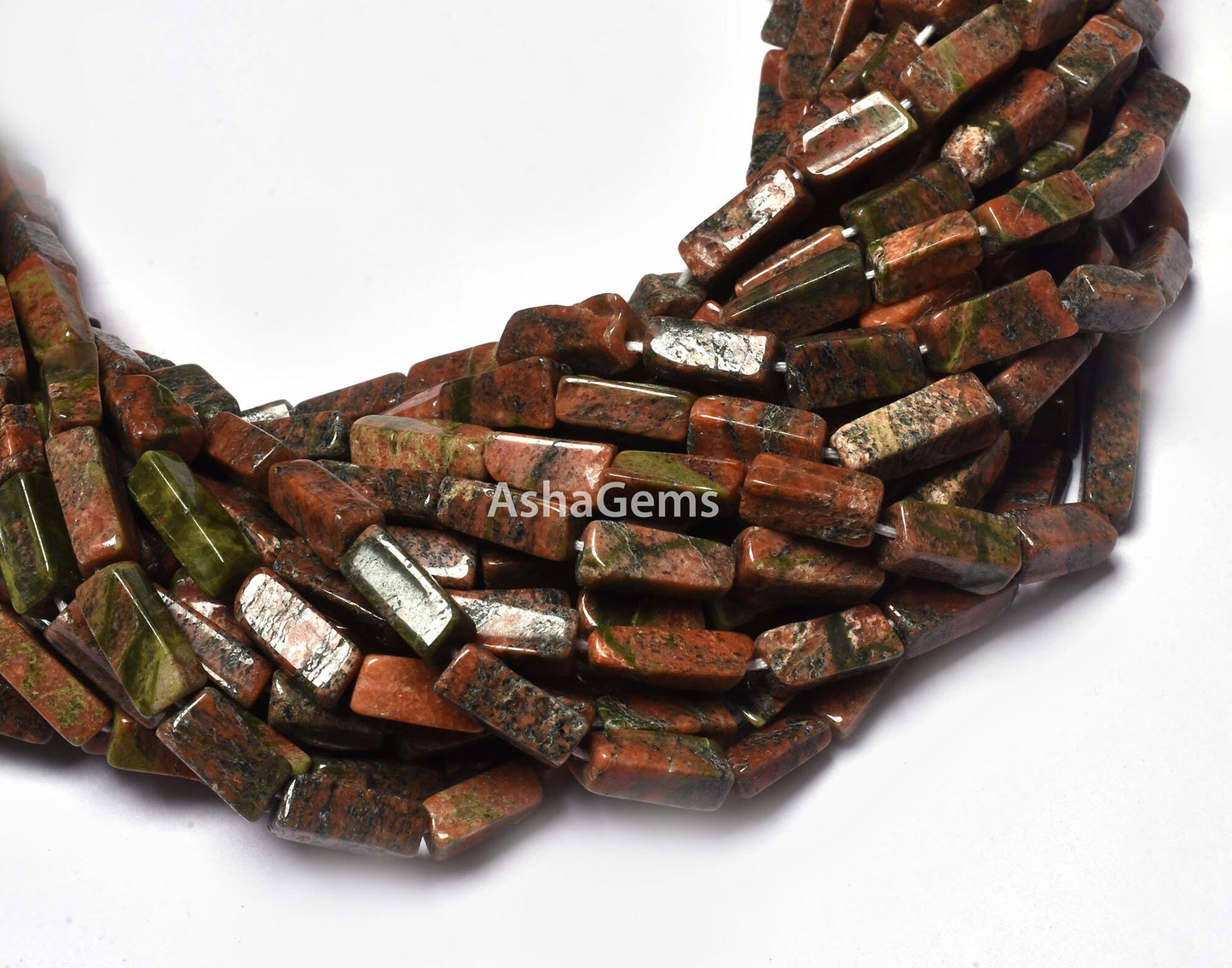 Natural Unakite Smooth Uneven Rectangle Beads Beautiful Unakite Handmade Gemstone Beads 12.5" Strand Unakite Briolette Jewelry Beads Crafts