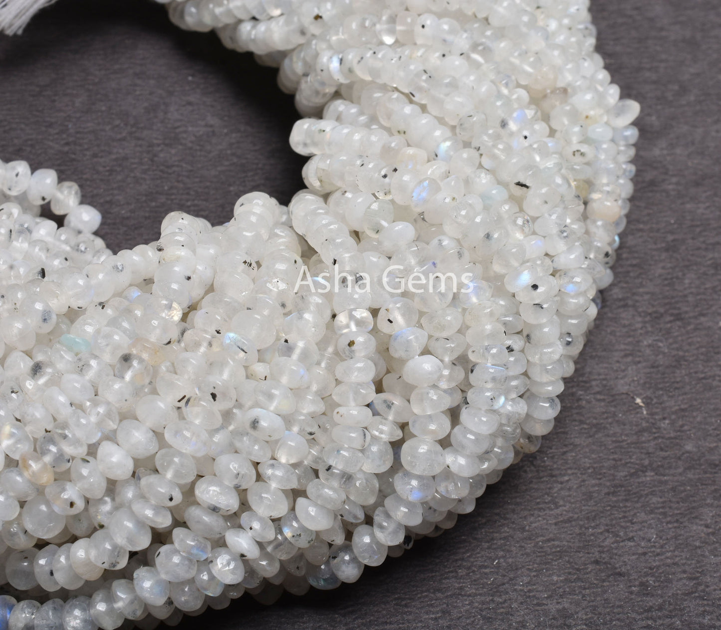 Rare Moss rainbow Moonstone Button Shape Beads,13" Natural Black Dot White Rainbow handmade Smooth Button Beads, Blue Fire Rainbow Bead SALE