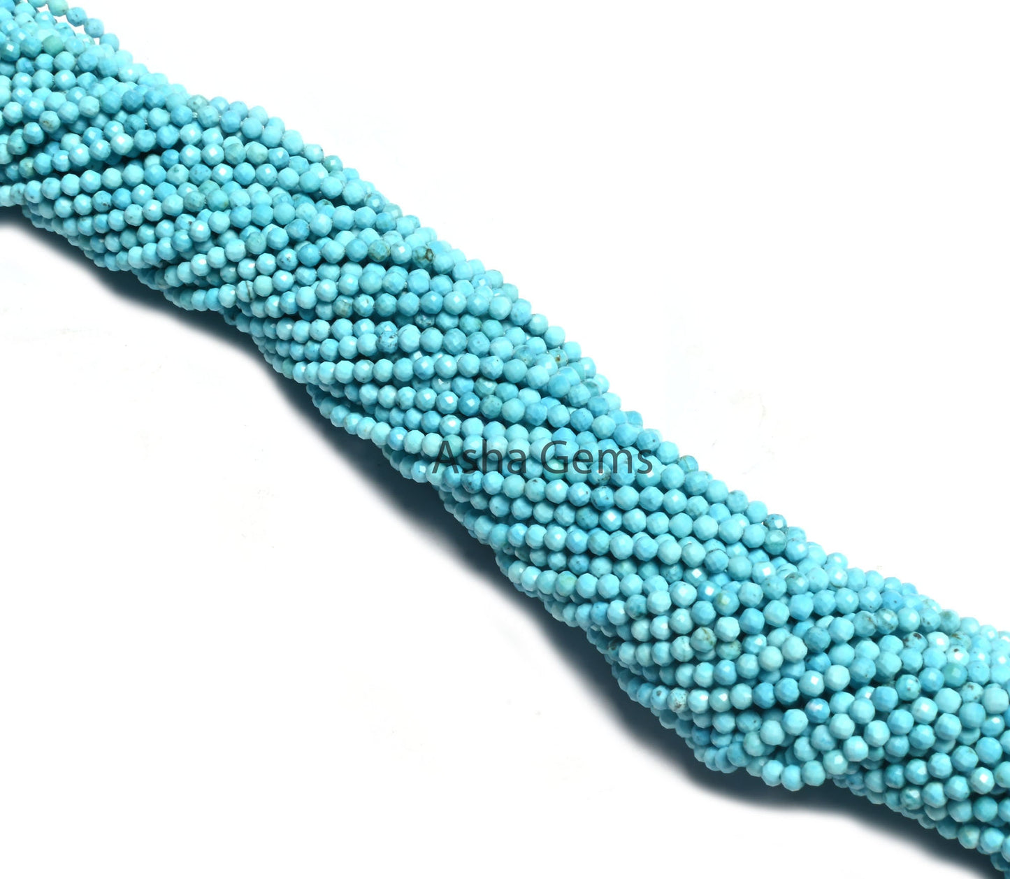 AAA Quality Blue Turquoise Micro Cut Rondelle Gemstone Loose Beads,2.5 mm Turquoise Howlite Machine Cut Faceted Beads Jewelry Making Crafts