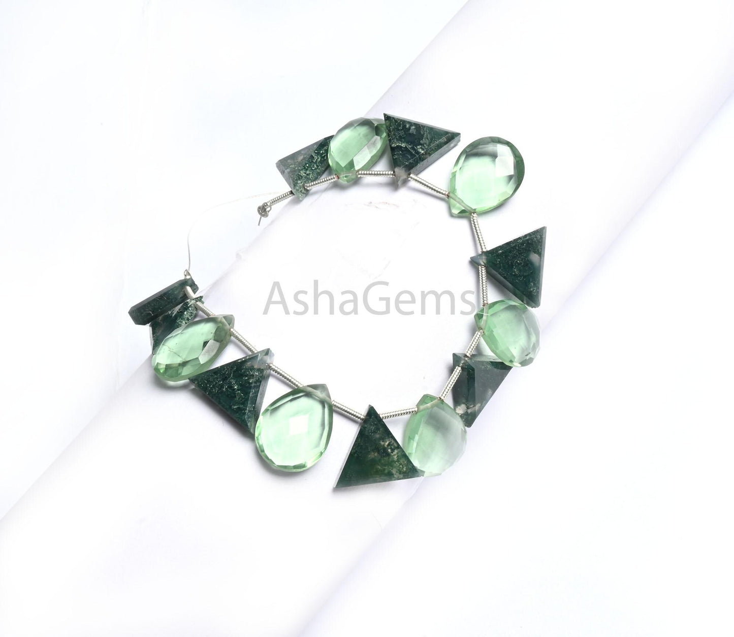 Natural Moss Agate fancy table Cut Triangle+ Green Amethyst faceted Pear Shape Gemstone Beads, Mix Shape Multi Color Bead Jewelry Craft SALE