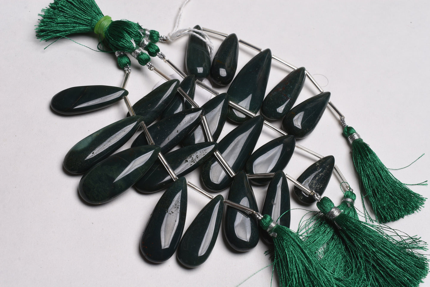 Green Agate Fancy Long Pears Shape Gemstone Beads, Deep Green Agate Beads, Agate Smooth Teardrop Side Drill Gemstone Bead Jewelry Handicraft