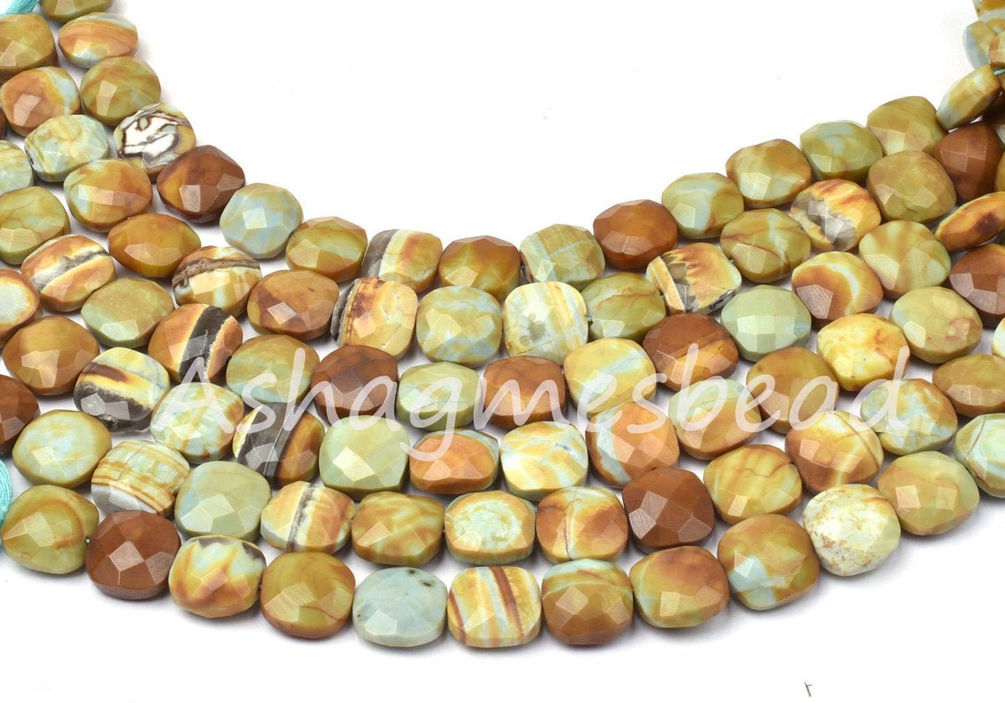 Beautiful Green Boulder Opal Faceted Cushion Shape Beads,11-14 mm,Boulder Opal Fancy Shape Cushion Beads,Opal Gemstone Beads For Jewelry,8"