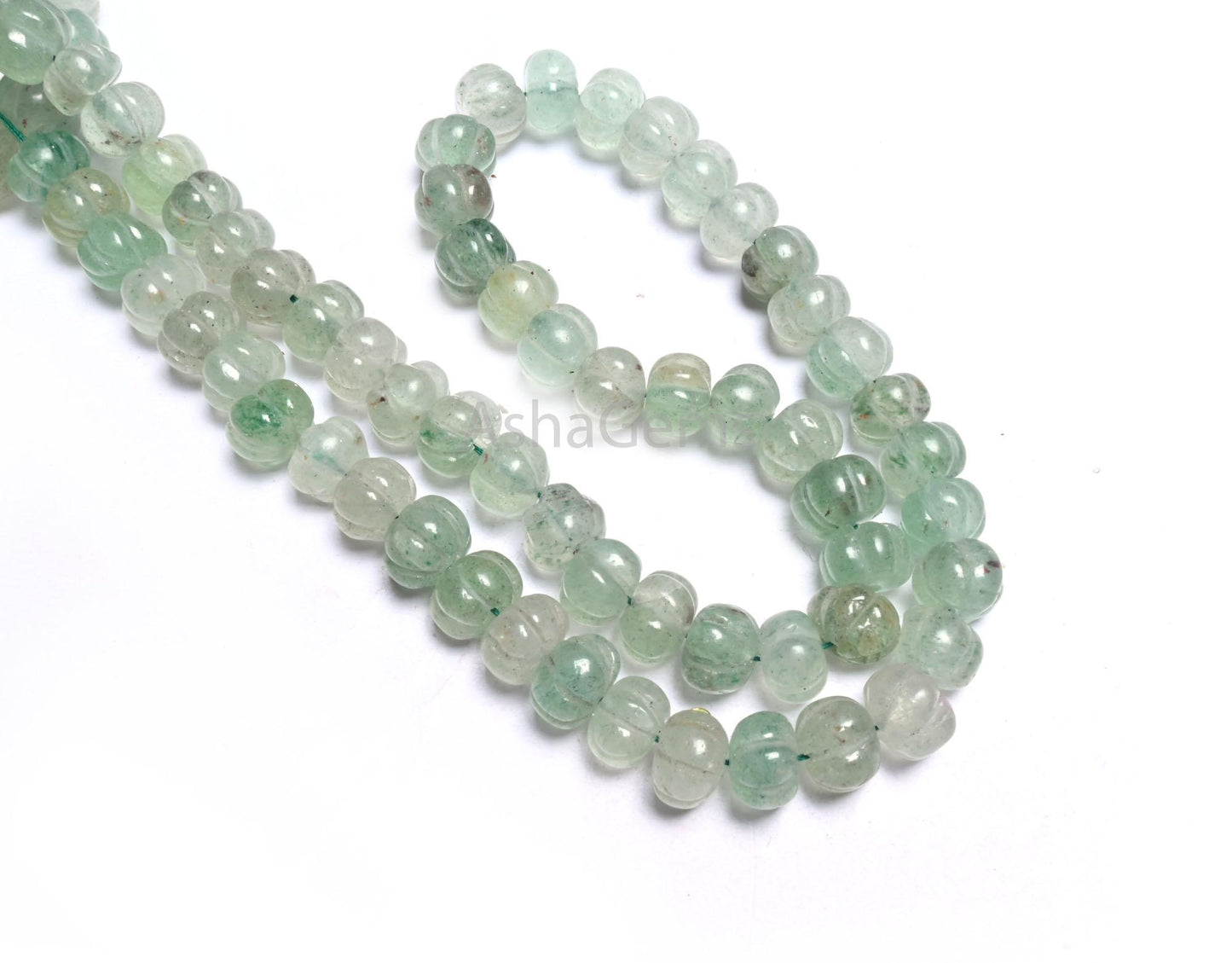 Beautiful Aventurine carved Pumpkin Gemstone Beads, Fine Natural Shaded Green aventurine Carving watermelon handmade Beads Jewelry Necklace