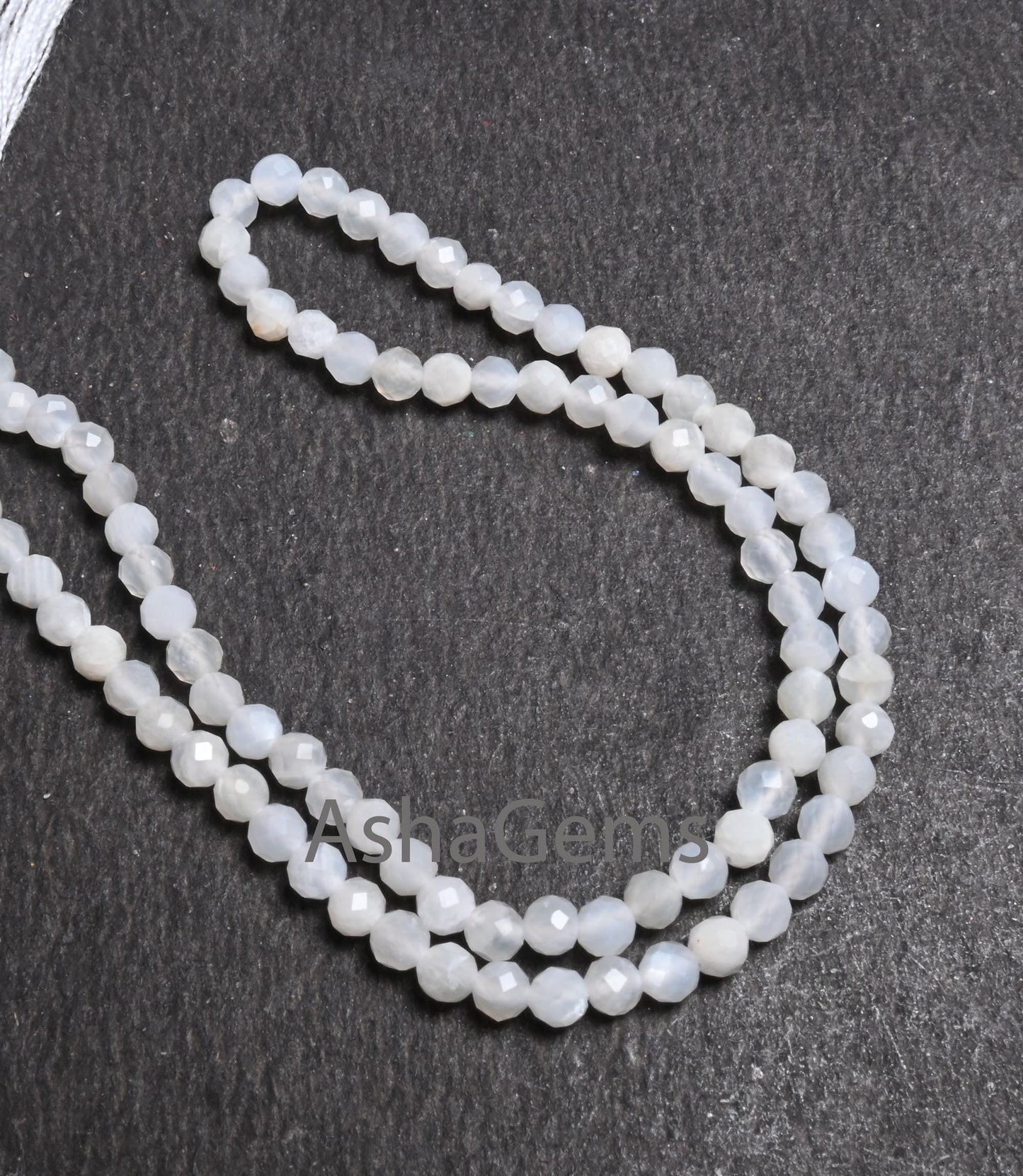 3.1 mm AAA Quality White Moonstone Faceted Rondelle Micro cut Beads,12.5" Natural Moonstone Machine Cut Gemstone Bead Necklace Jewelry Craft