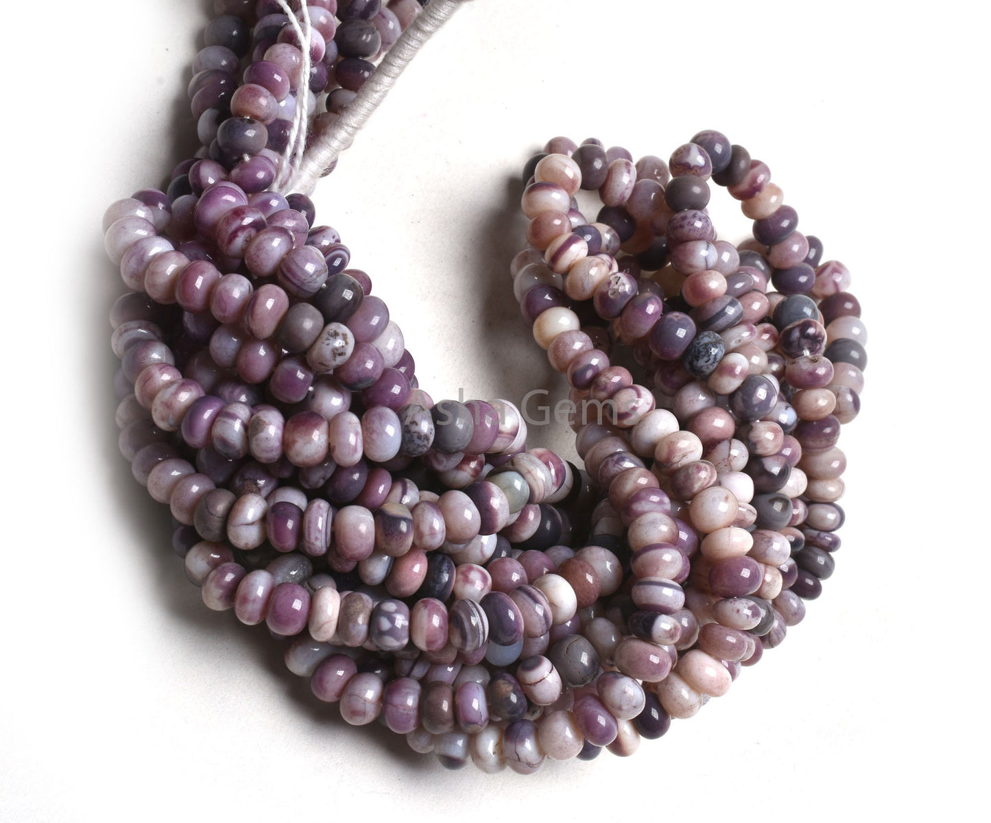 7-8 mm Shaded Plum Purple Opal Smooth Rondelle Shape Beads,16" Strand Opal Beads, Lavender Opal Plain Handmade Gemstone Beads Jewelry Crafts