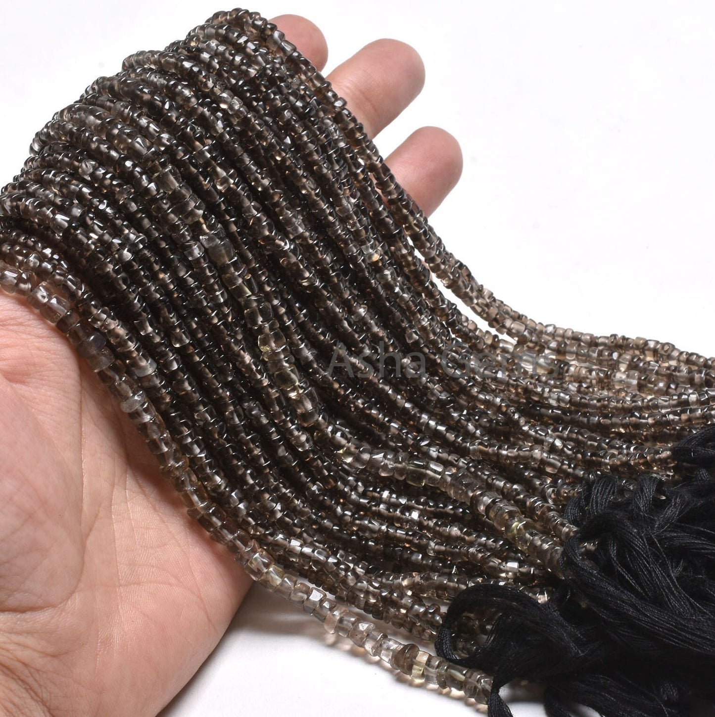 Beautiful Smoky Quartz Smooth Uneven Shape Rondelle Handmade Gemstone Beads,12" Strand Natural Smoky Beads, Smoky Plain Beads Jewelry Making