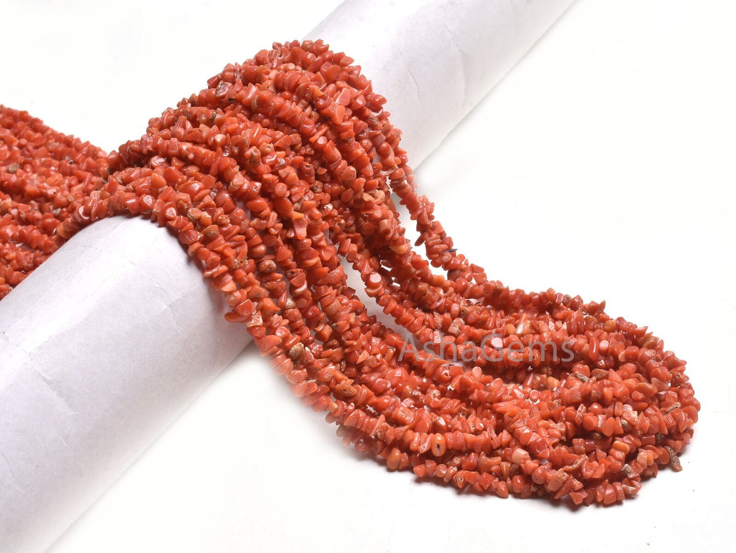 Natural Red Coral Uncut Chips Beads,34"Strand Real Coral Smooth Raw Rough Tiny Moonga Gemstone Precious Beads, Fine Coral Bead Jewelry Craft