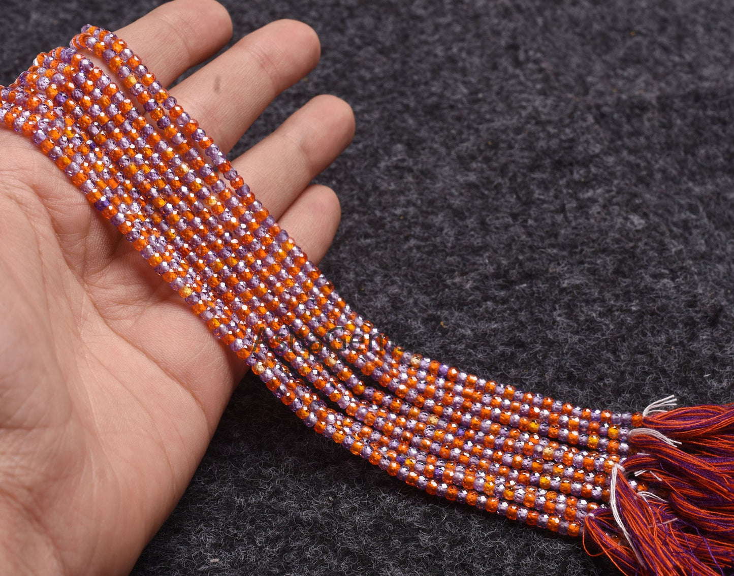 AAA multi orange Blue zircon Faceted Rondelle beads13" Cubic Zircon orange Blue One By One sequence Strand Micro Cut 3mm Zircon Bead Jewelry