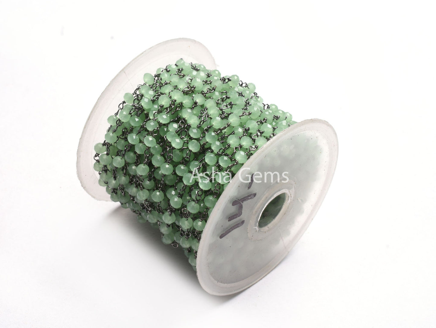 4mm AAA Green Quartz Hydro Faceted Rondelle Beads Rosary Chain Black Plated Wire Wrap Handmade Beaded Gunmetal Chain Jewelry Necklace Crafts