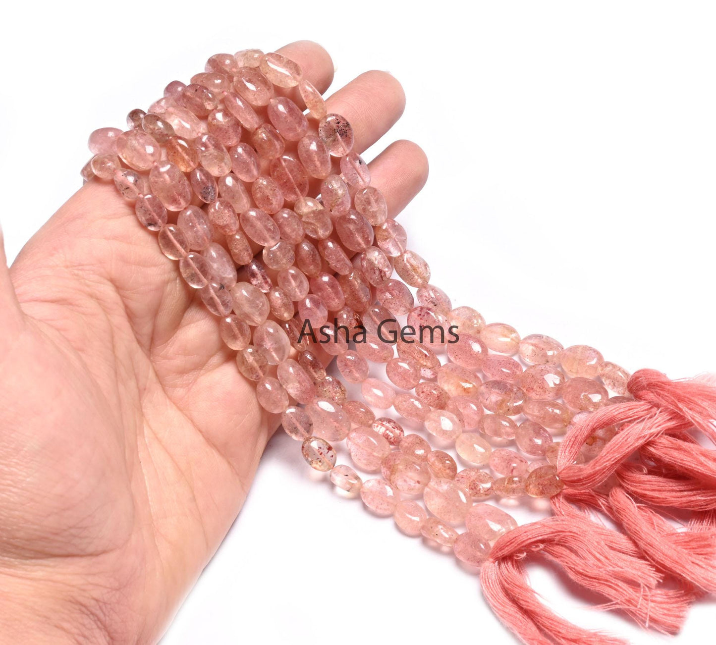 Natural Red Strawberry Quartz Smooth Oval Shape handmade Gemstone Beads,12.5" Shaded Red Strawberry Quartz Oval Beads For Jewelry Craft SALE