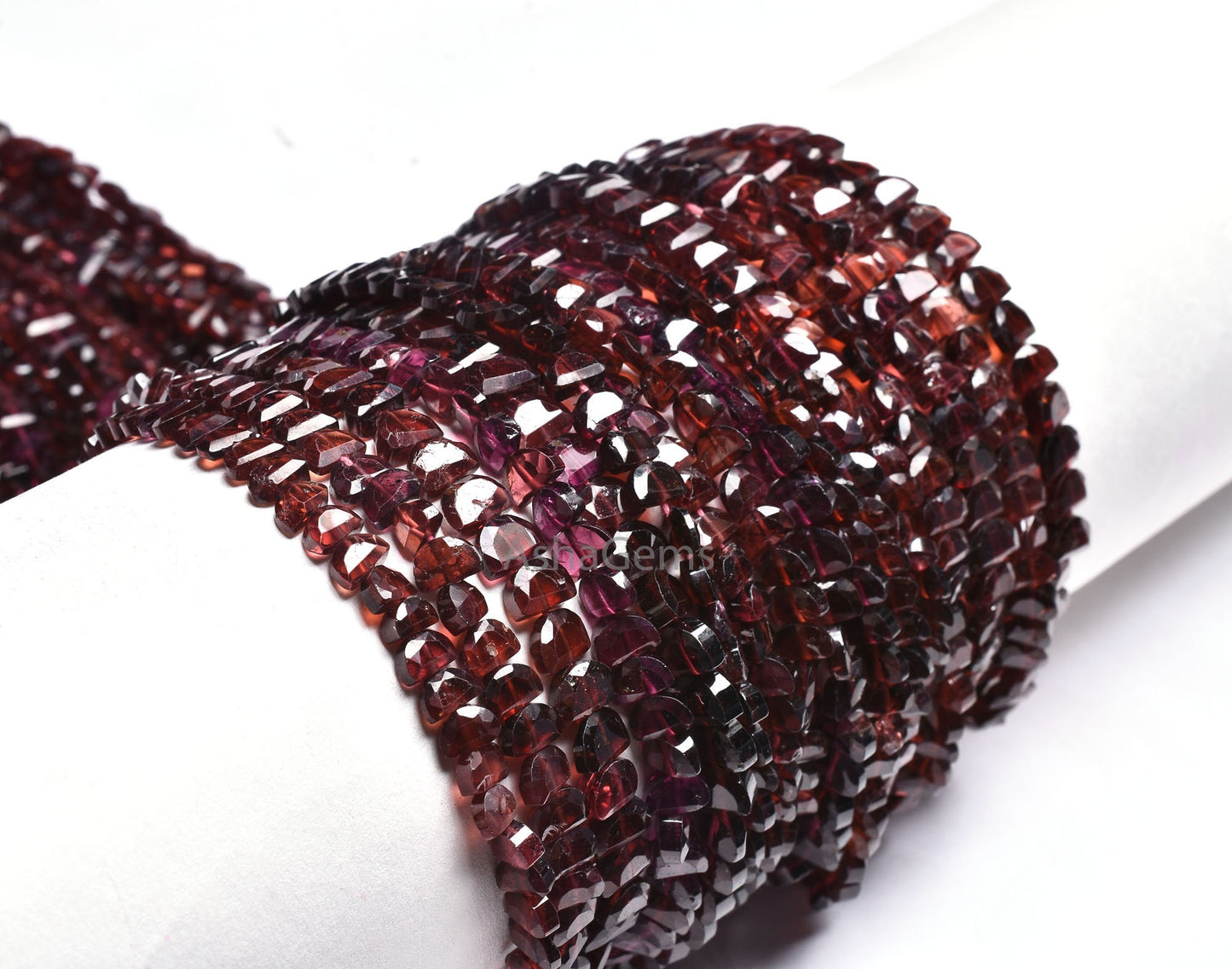 genuine Red Garnet Fancy D Shape Gemstone Beads,13" Strand Natural Garnet Faceted Flat D Shape Beads AAA Garnet Beads For Jewelry Craft Sale