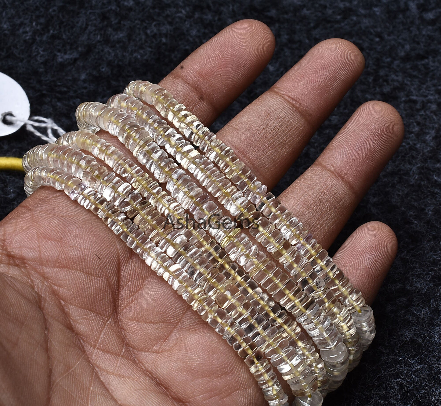 Amazing Lemon Quartz Smooth Wheel Shape Beads, Natural Light Yellow Heishi Tyre Gemstone Beads Flat Tyre Beads For Jewelry Making Craft SALE