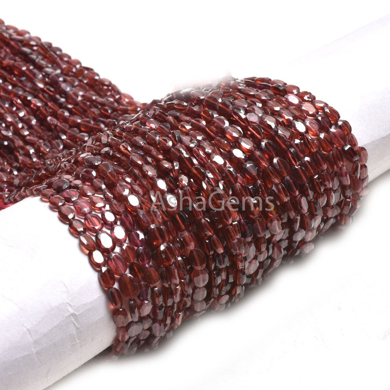 Natural garnet Faceted Oval Shape Gemstone Beads, Red Garnet Flat Table Cut oval Straight Drill bead,12.5"Garnet Bead Necklace Jewelry Craft