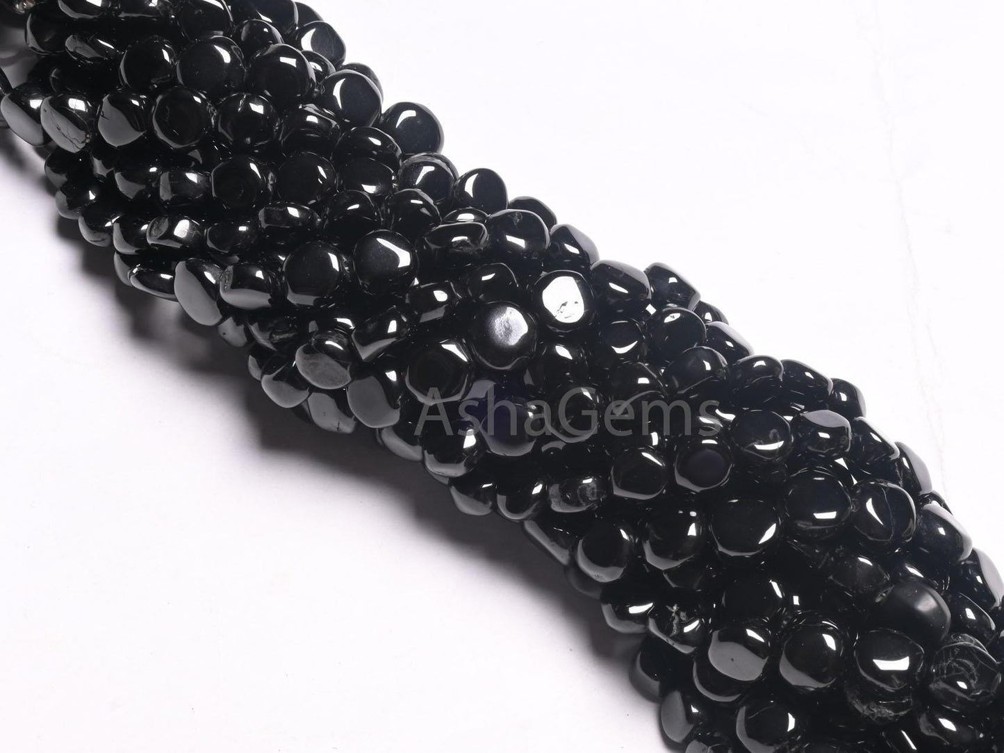 Fine Quality Black Spinal Smooth Coin Shape Gemstone Loose Beads,8" Natural Spinel Plain Handmade Coin Bead, Coal Black Spinel Beads Jewelry