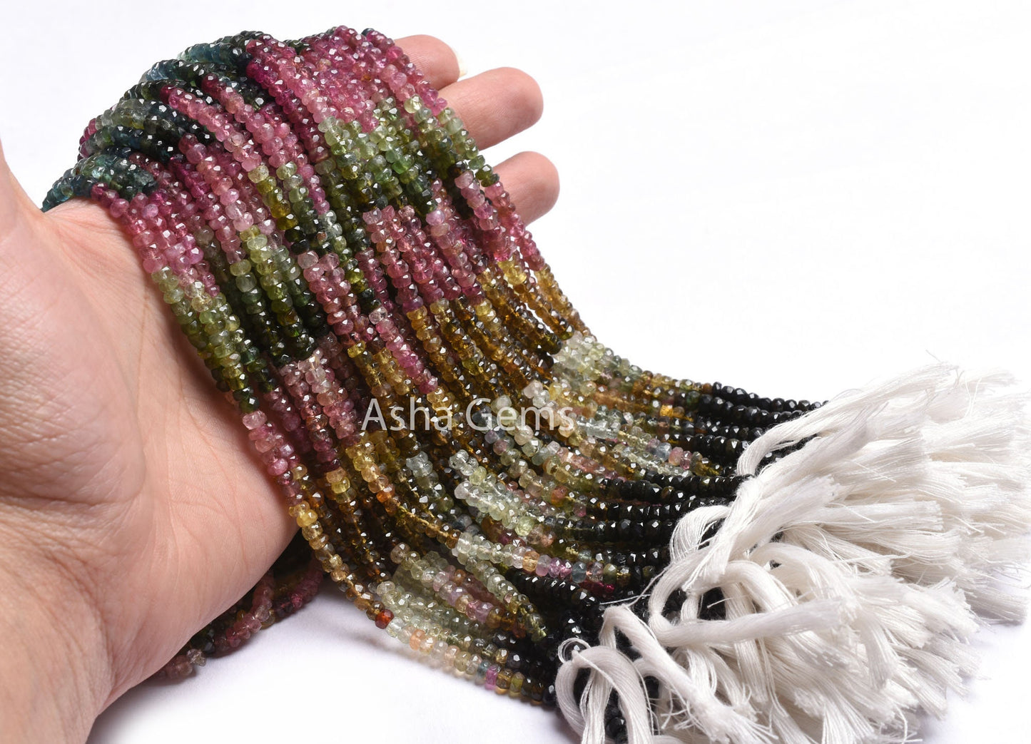 14.5" Strand Multi Tourmaline Faceted Rondelle Gemstone Beads,4mm Shaded Multi Tourmaline Hand Cut Beads, Real Tourmaline Bead Jewelry Sale