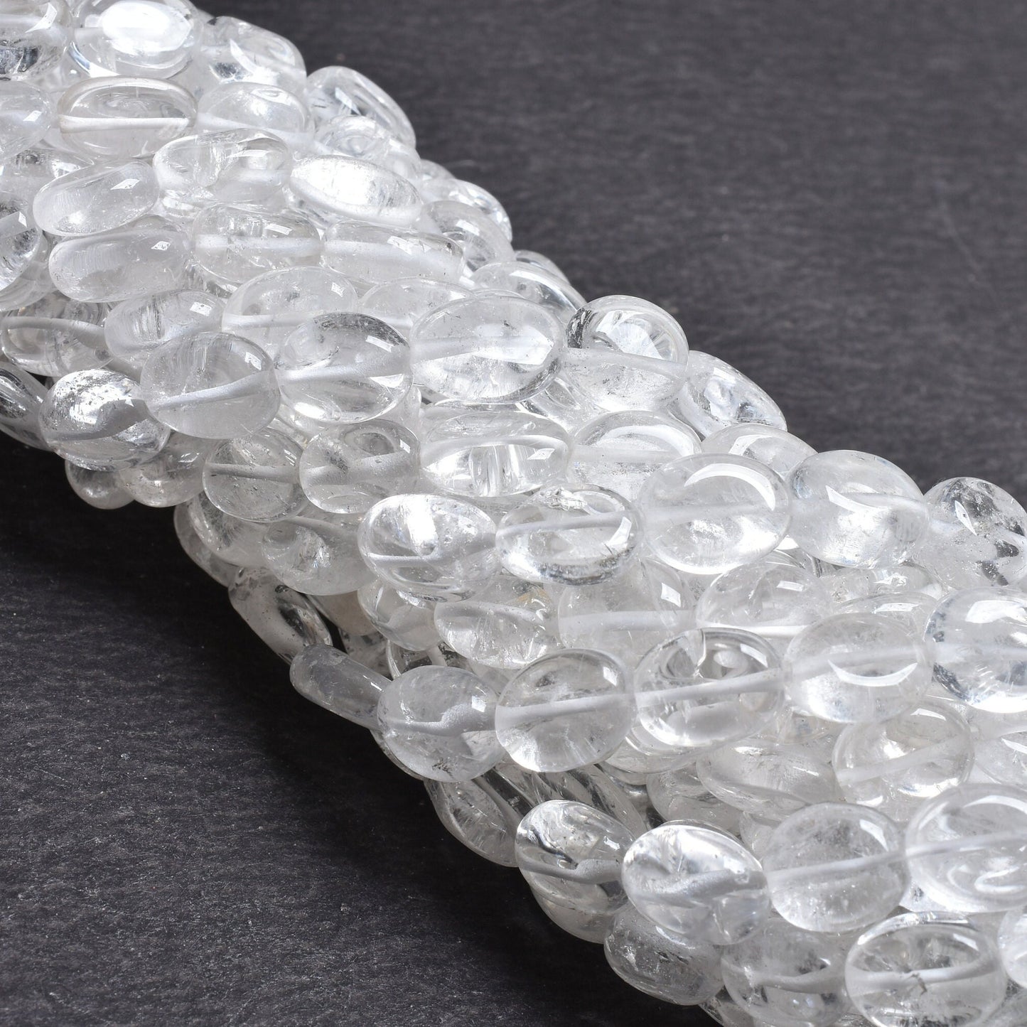 Beautiful White Crystal Quartz Smooth Oval Shape Gemstone Loose Beads,12.5" Strand Natural Crystal Plain Handmade Oval Beads Jewelry Crafts