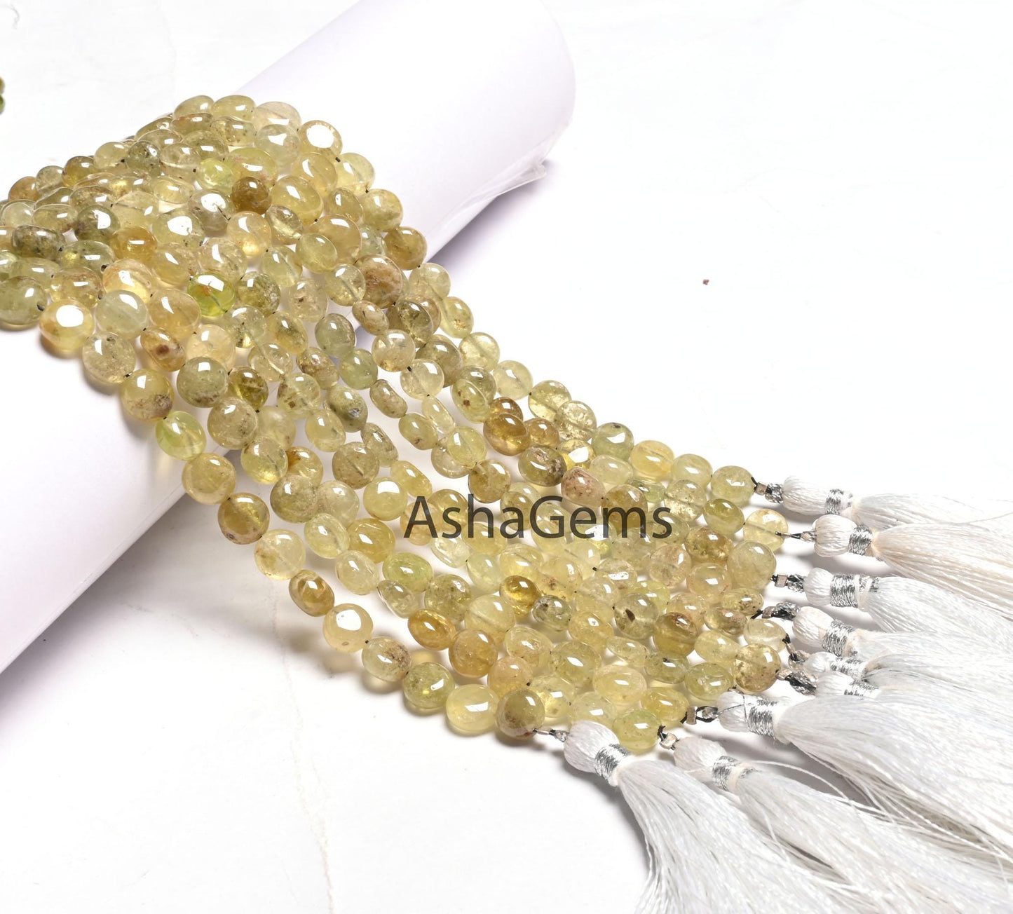 Natural Green Vessonite Smooth Coin Shape Handmade Beads, Vessonite Coin Straight Drill Gemstone Loose Beads Vesuvianite Bead Jewelry Crafts