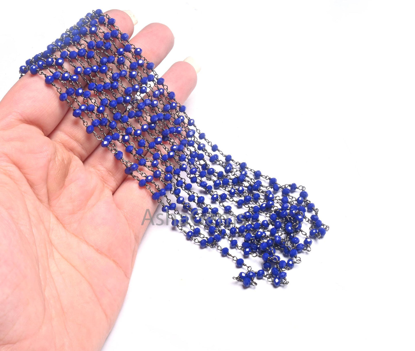 AAA Quality Blue Lapis Hydro Rondelle Faceted Beads Rosary Chain,3 mm Black Metal Plated Gunmetal Wire Wrap Chain Jewelry Making handicrafts
