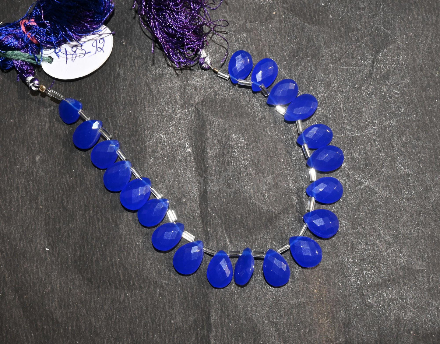 Beautiful Royal Blue Quartz Hydro faceted Pears Side Drill Beads,8" AAA Blue Hydro Faceted Teardrop Briolette Bead Jewelry Making Craft SALE