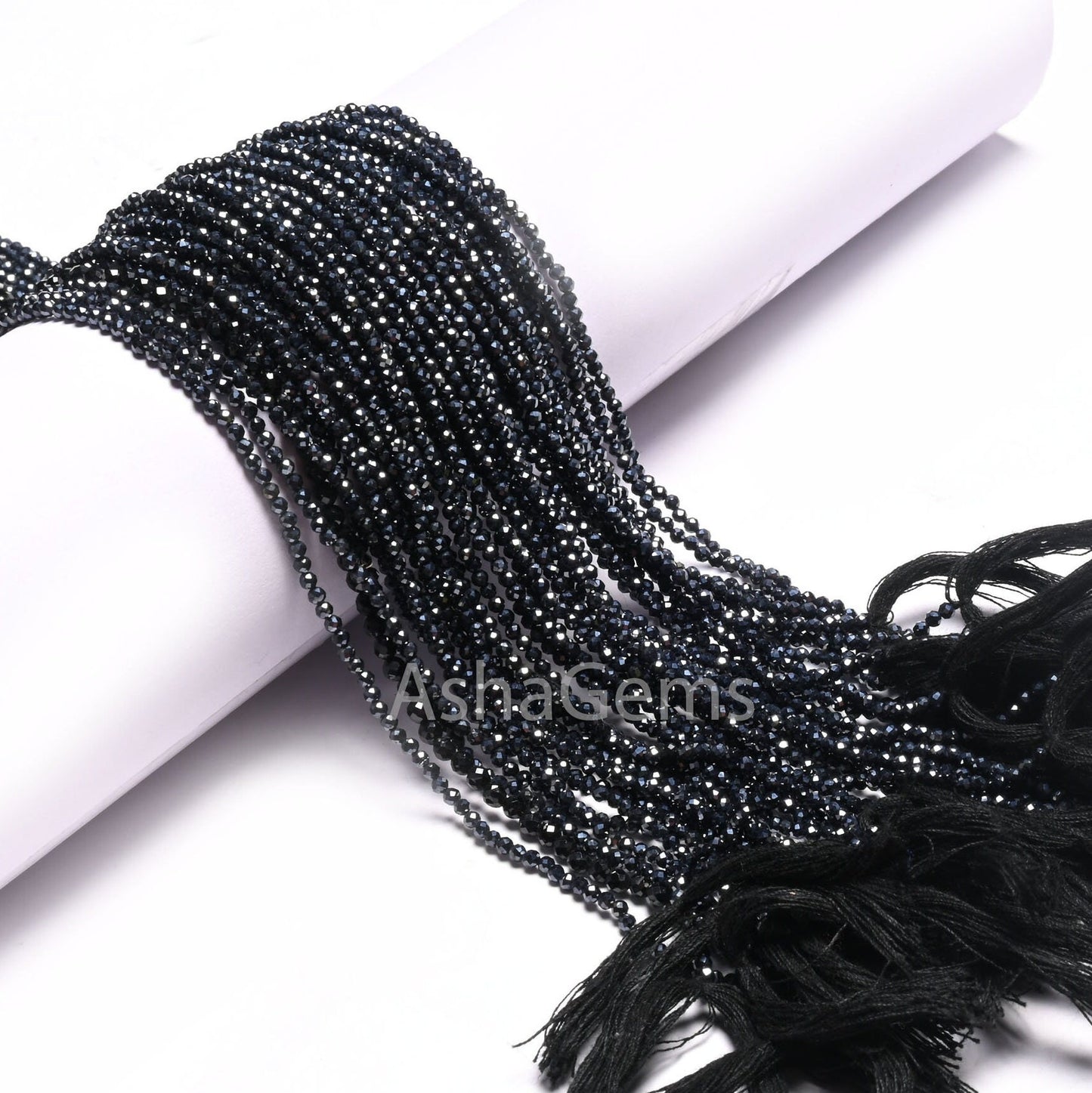 2.2 mm Black Spinel Silver Coated Micro Cut Rondelle Gemstone Tiny Beads,13"Coated Spinel Faceted Machine Cut Spinal Bead Jewelry Craft SALE