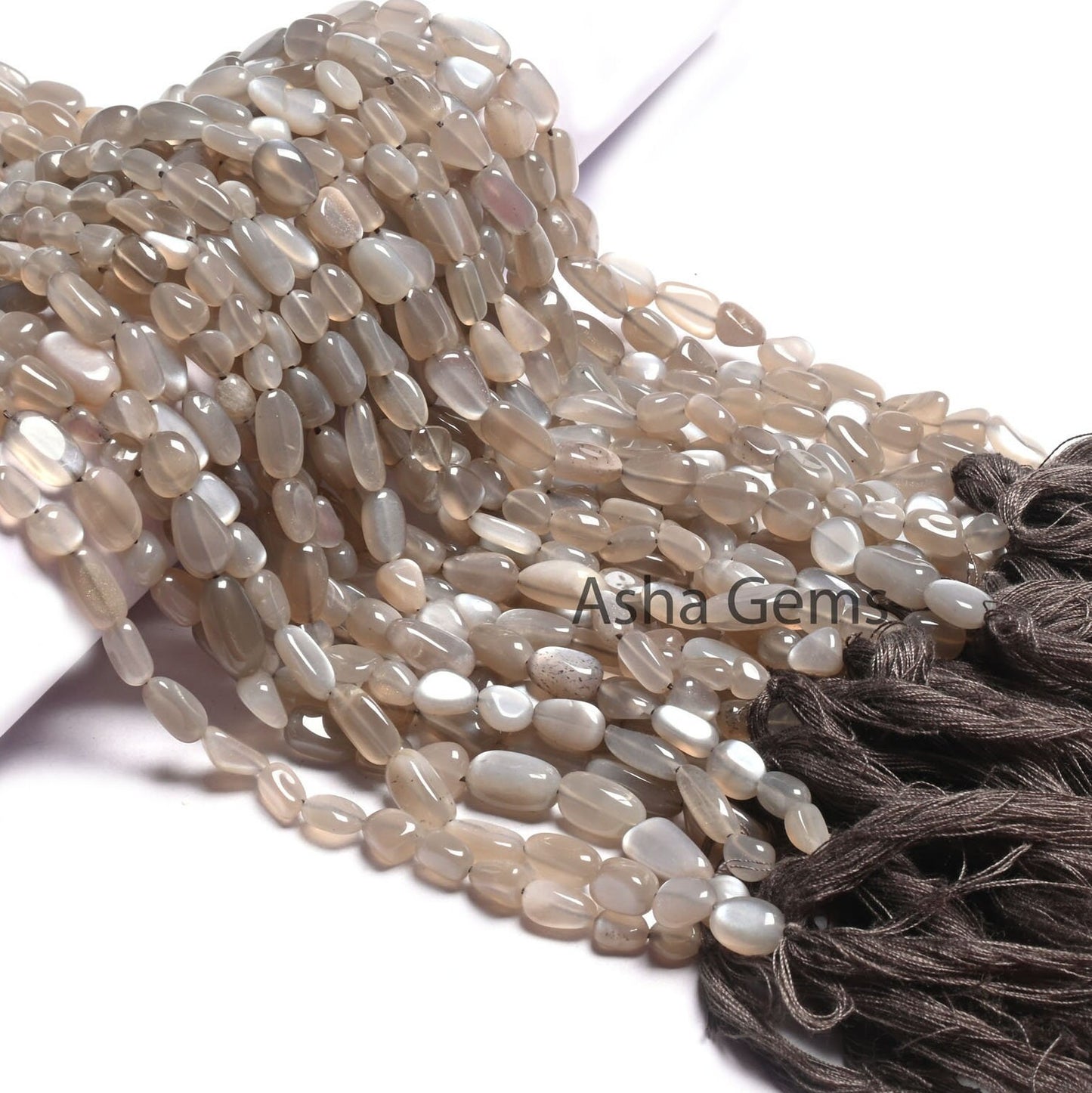 Beautiful Grey Moonstone Nugget smooth Gemstone Loose Beads, Light Grey Moonstone Handmade Tumble Beads Fine Moonstone Jewelry making Crafts (AG 22292)