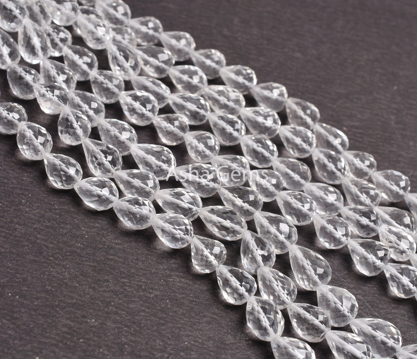 AAA Quality Crystal faceted Drops Straight Drill Beads,8"Strand Natural white Crystal Quartz Teardrop Machine Cut Gemstone Bead Jewelry SALE