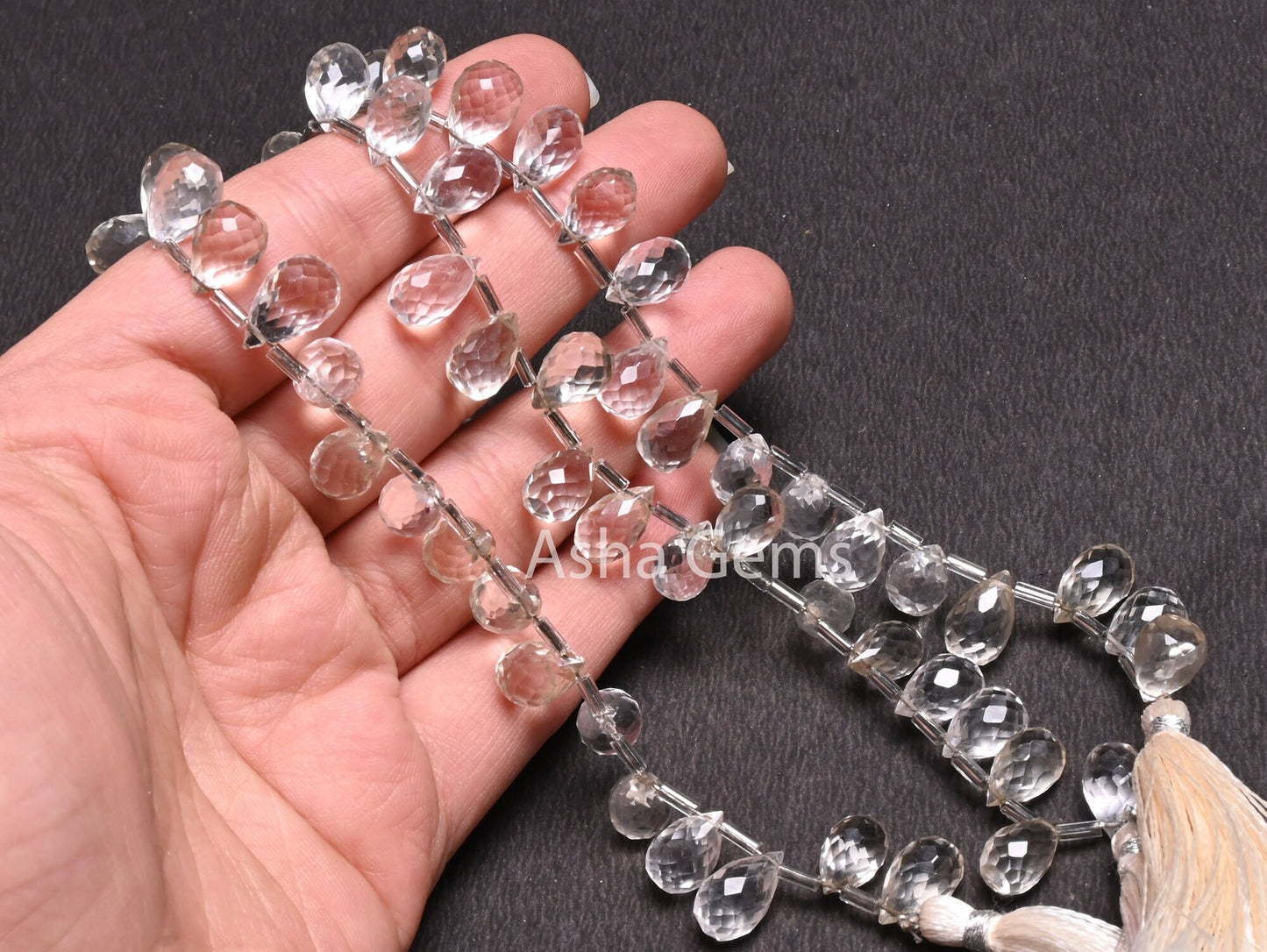 AAA Quality Crystal Quartz Faceted Drop Shape Beads,7"Natural White Crystal Side Drill Teardrop Gemstone Briolette Beads Jewelry Making SALE