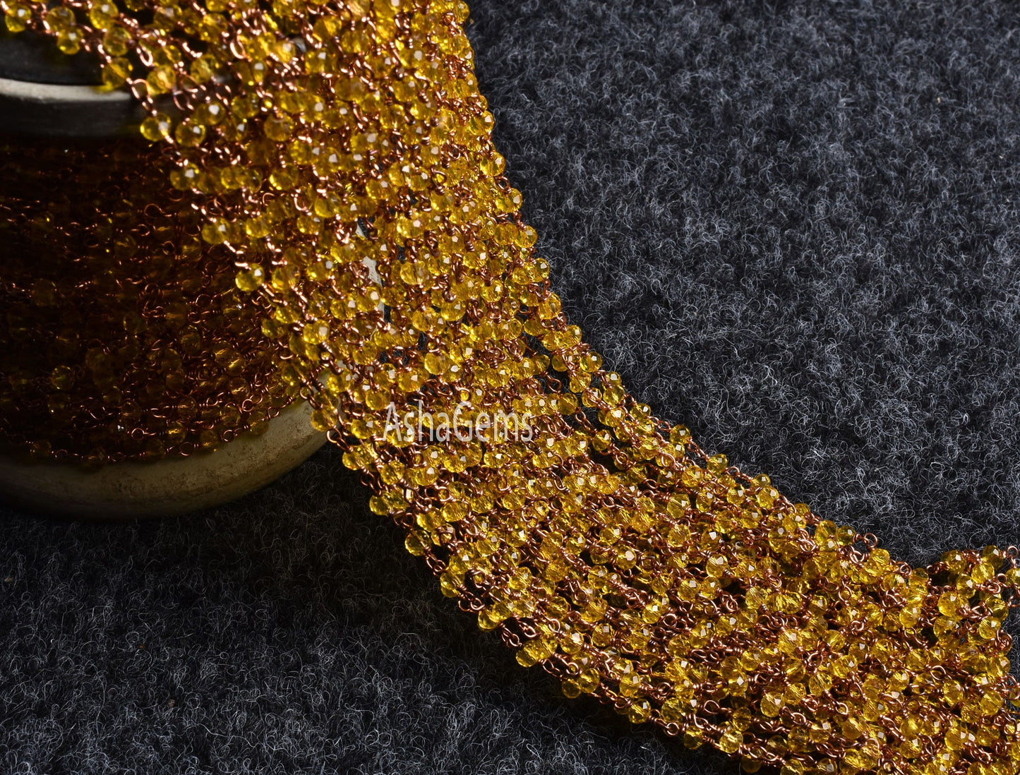 Beautiful Lemon Quartz Hydro Rondelle Faceted Beads Rosary Chain Gold Silver Gunmetal Copper Plated Wire Wrap Bulk Chain Jewelry Making SALE