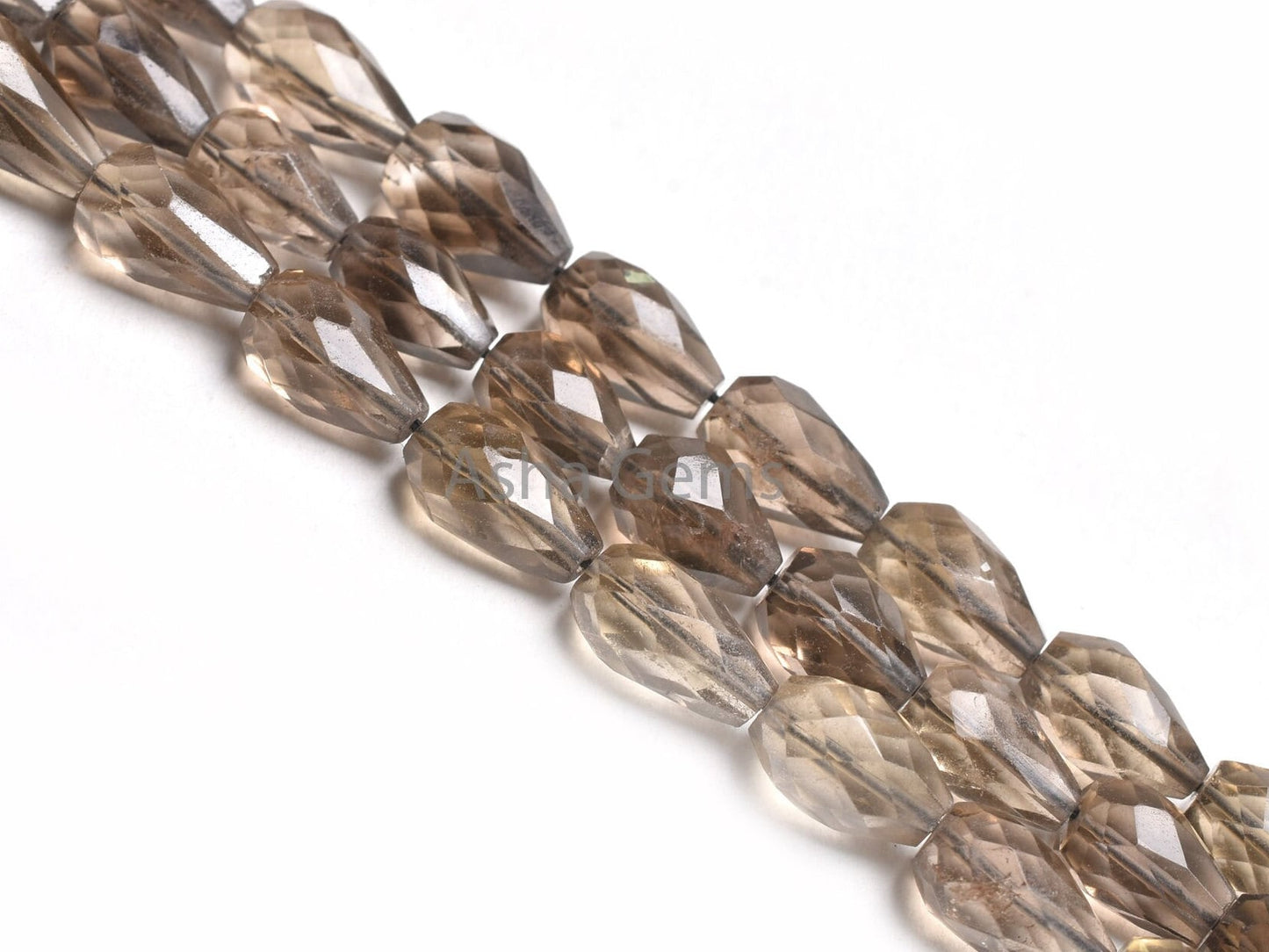 AAA Smoky Quartz Drops Straight Drill Gemstone Beads,5.5-10.5mm Fine Natural Smoky Faceted Indian Cut Teardrop Gemstone Briolette Beads SALE