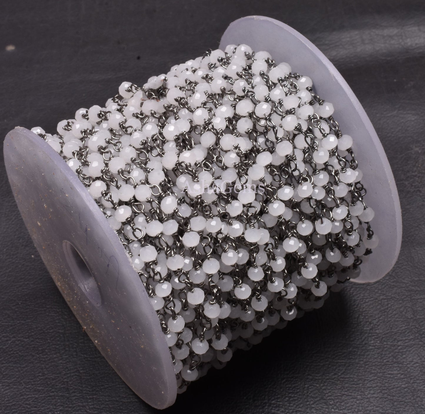AAA Quality White Quartz Hydro Faceted Rondelle Beads Rosary Chain,3 mm Black Gunmetal Plated Wire Wrap Chain Jewelry Making Handicraft SALE