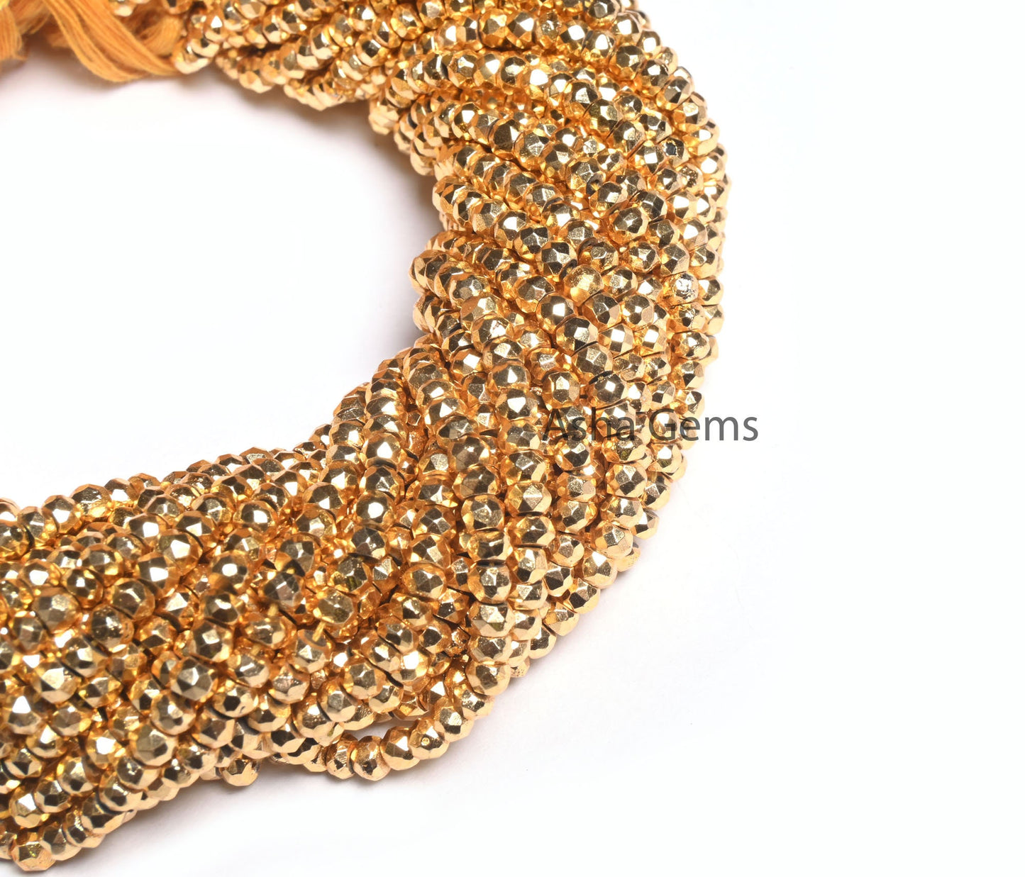 SALE 13"Strand Beautiful Natural Golden Pyrite Coated Rondelle Faceted Gemstone Beads 4mm,Fine Quality,Pyrite Beads,Jewellery Making Crafts