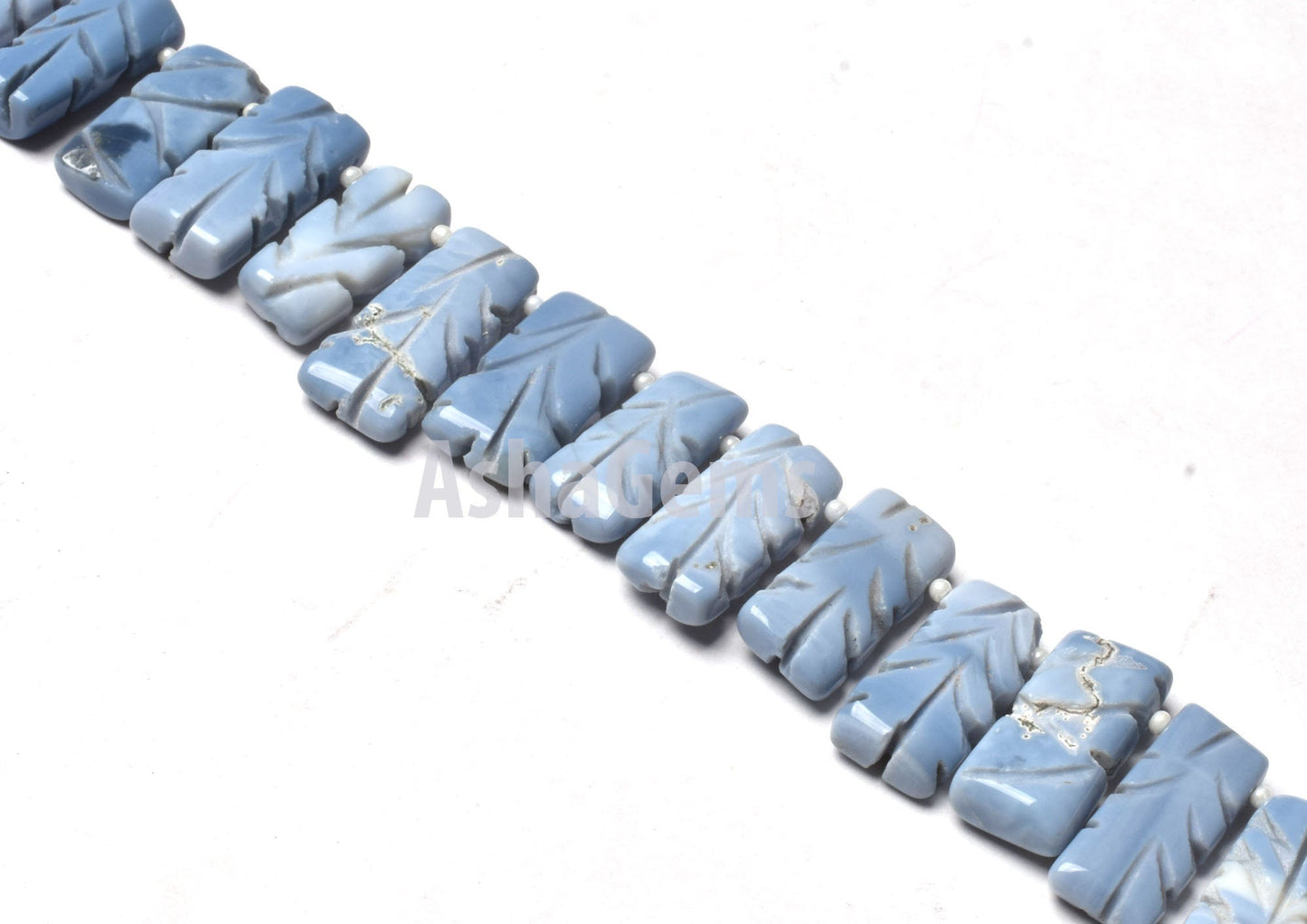 Beautiful Blue Oregon Opal Carved Rectangle Shape Beads,8"Strand Blue Opal Carve Beads, Opal Side Drill Carving Chiclet Bead Blue Opal Fancy