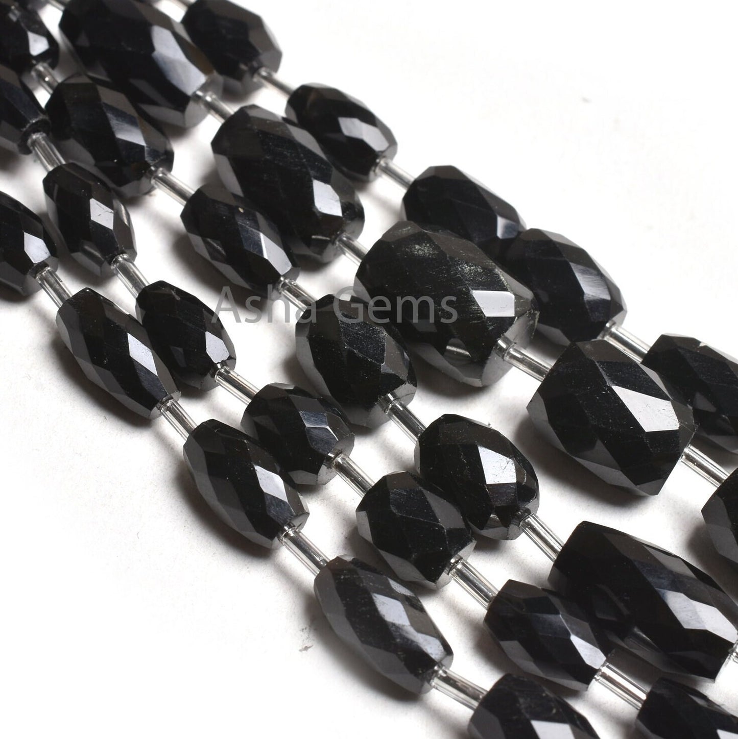 AAA Quality Black Onyx Fancy Barrell Shape faceted Gemstone Beads, Onyx Fancy Loi Shape Straight Drill Bead Black Onyx Beads Jewelry Crafts
