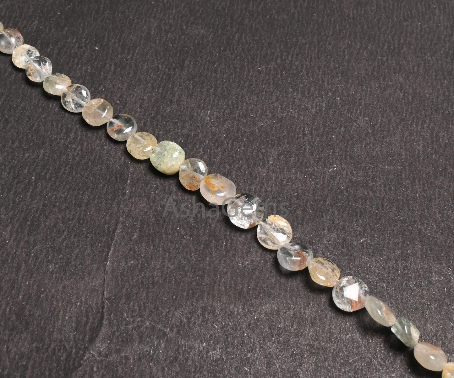6.5-8 mm Natural Aquamarine Smooth Coin shape Gemstone Beads,8" Bio Aquamarine Plain Coin Handmade Aquamarine Bead Jewelry Making Craft SALE