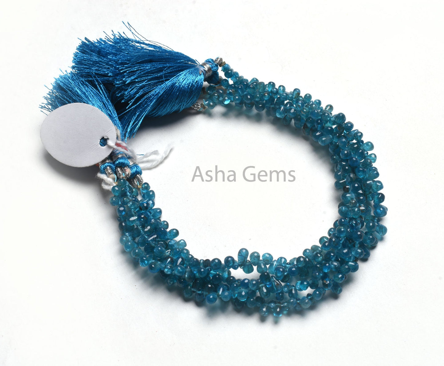 Fine Neon Apatite Smooth Drop Side Drill Beads, Natural Blue Apatite Tiny Teardrop Gemstone Beads, Neon Blue Apatite Bead Jewelry Handicraft