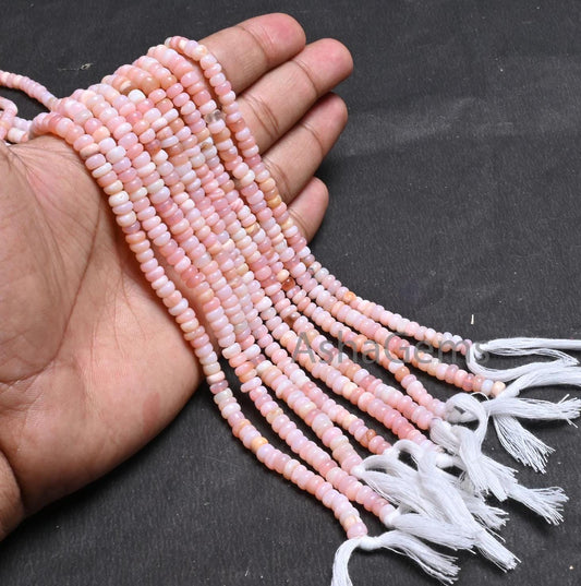 Beautiful Pink Opal Smooth Flat Rondelle Beads, Fine Pink Opal Beads Gemstone Opal Plain Handmade Uneven Rondelle Beads Jewelry Making SALE (AG 12326)