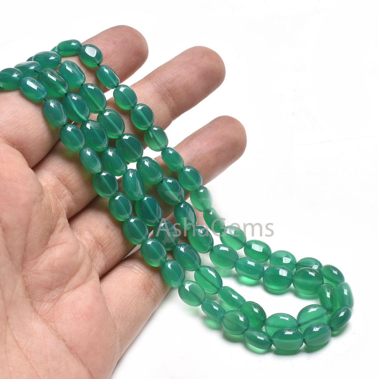 Fine Quality Green Onyx Smooth Oval Handmade gemstone Beads,16" Strand Green Onyx Oval Straight Drill Beads, Onyx Beads Jewelry Crafts SALE